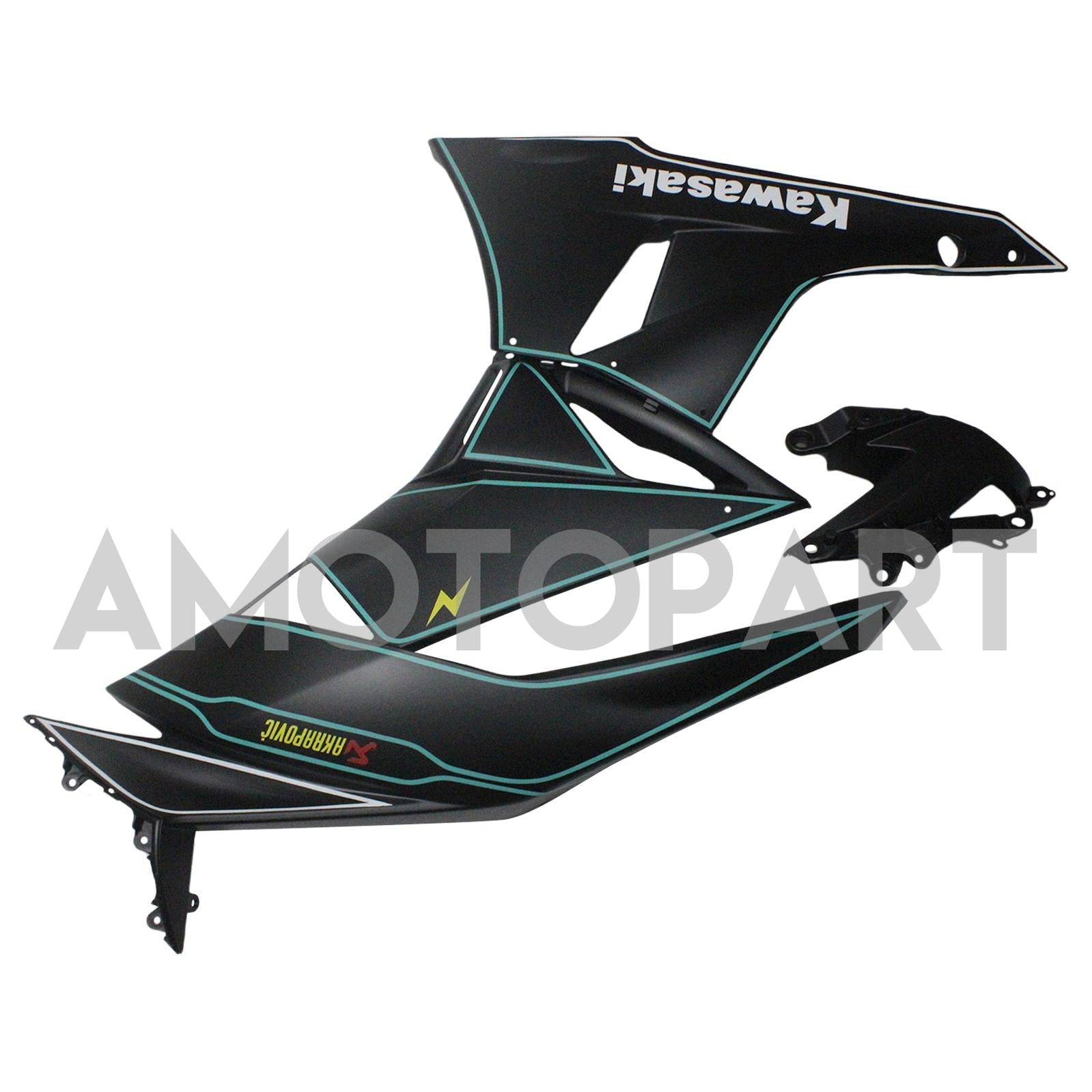 Amotopart Kawasaki ZX6R 636 2009-2012 Noir&Kit de carénage Blue Line