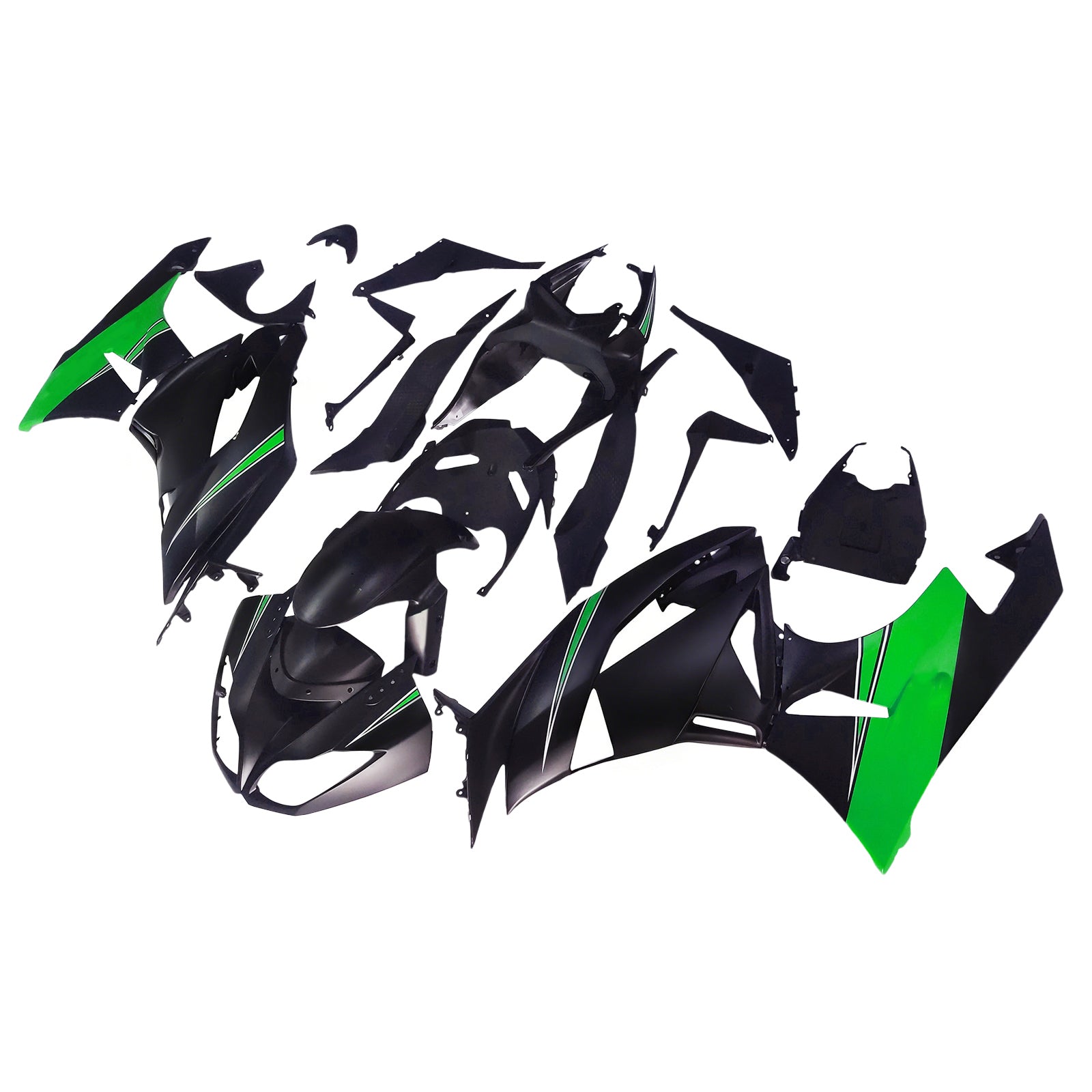 Amotopart Kawasaki 2009-2012 ZX6R 636 Green & Black Style1 Fairing Kit