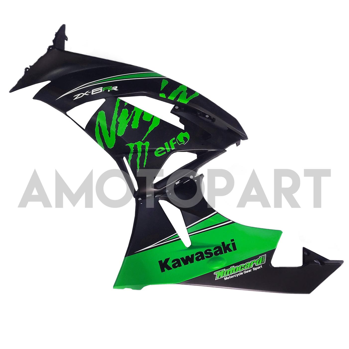 Amotopart Kawasaki 2009-2012 ZX6R 636 グリーン&ブラック Style1 フェアリングキット