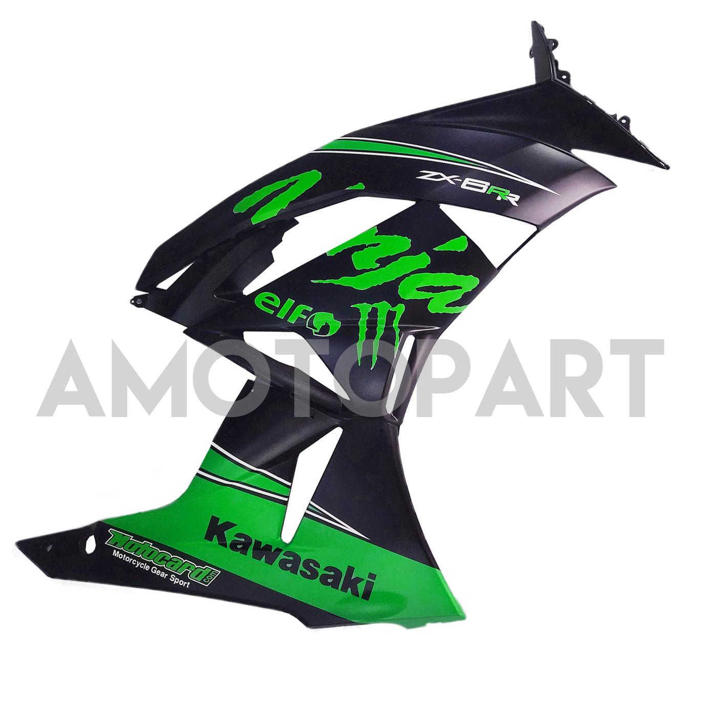 Amotopart Kawasaki 2009-2012 ZX6R 636 グリーン&ブラック Style1 フェアリングキット
