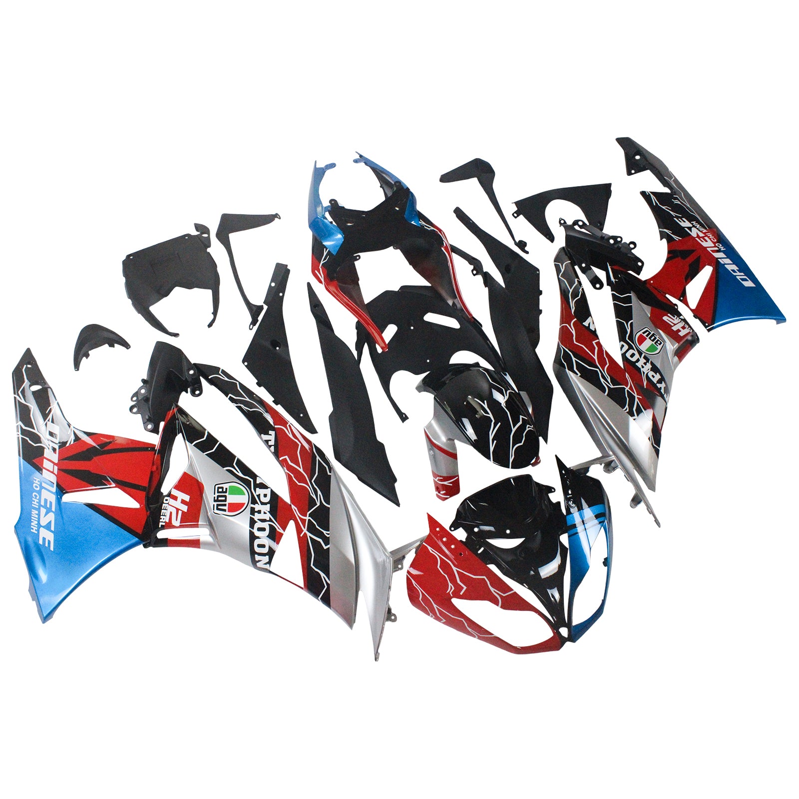 Amotopart Kawasaki 2009-2012 ZX6R 636 Red&Blue Fairing Kit