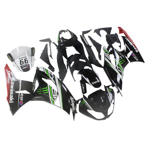 Amotopart Kawasaki 2009-2012 ZX6R 636 Black with Green Logo Fairing Kit