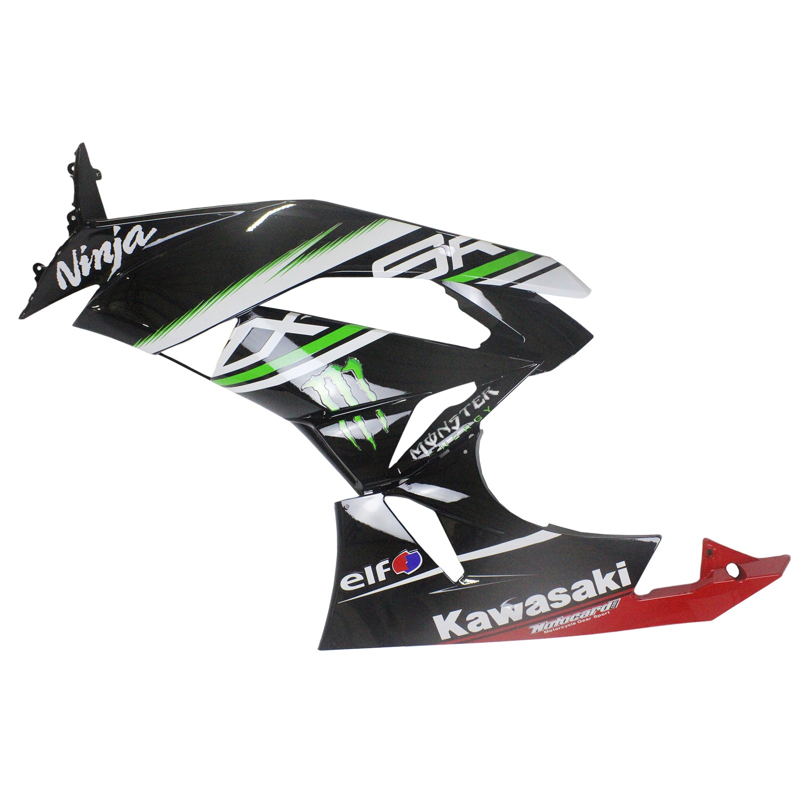 Amotopart Kawasaki 2009-2012 ZX6R 636 Kit de carénage noir avec logo vert