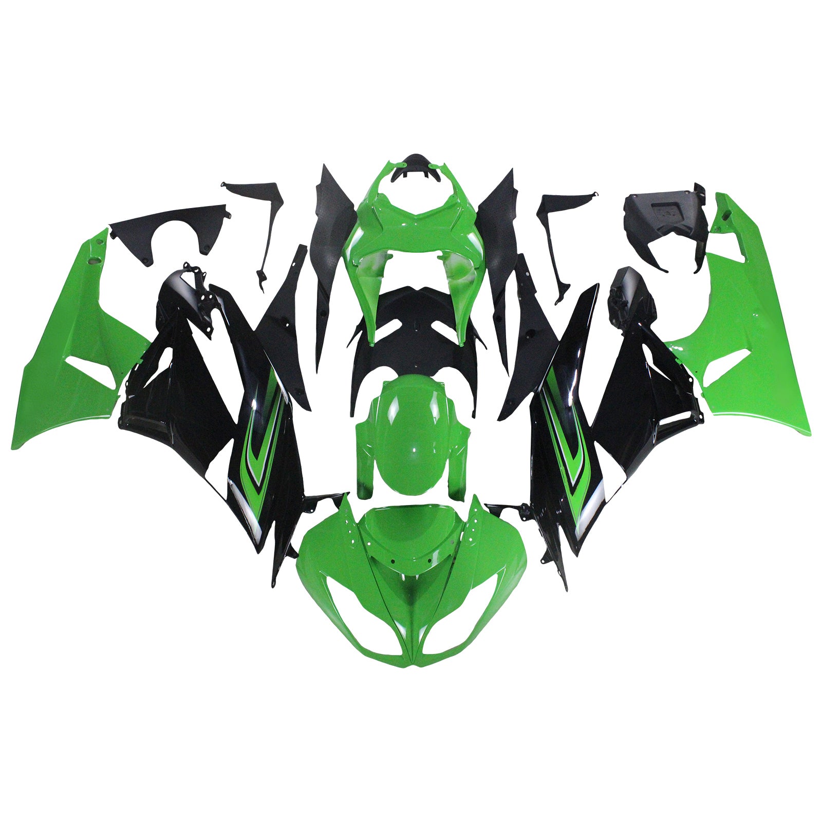 Amotopart Kawasaki 2009-2012 ZX6R 636 Green&Black Style3 Fairing Kit