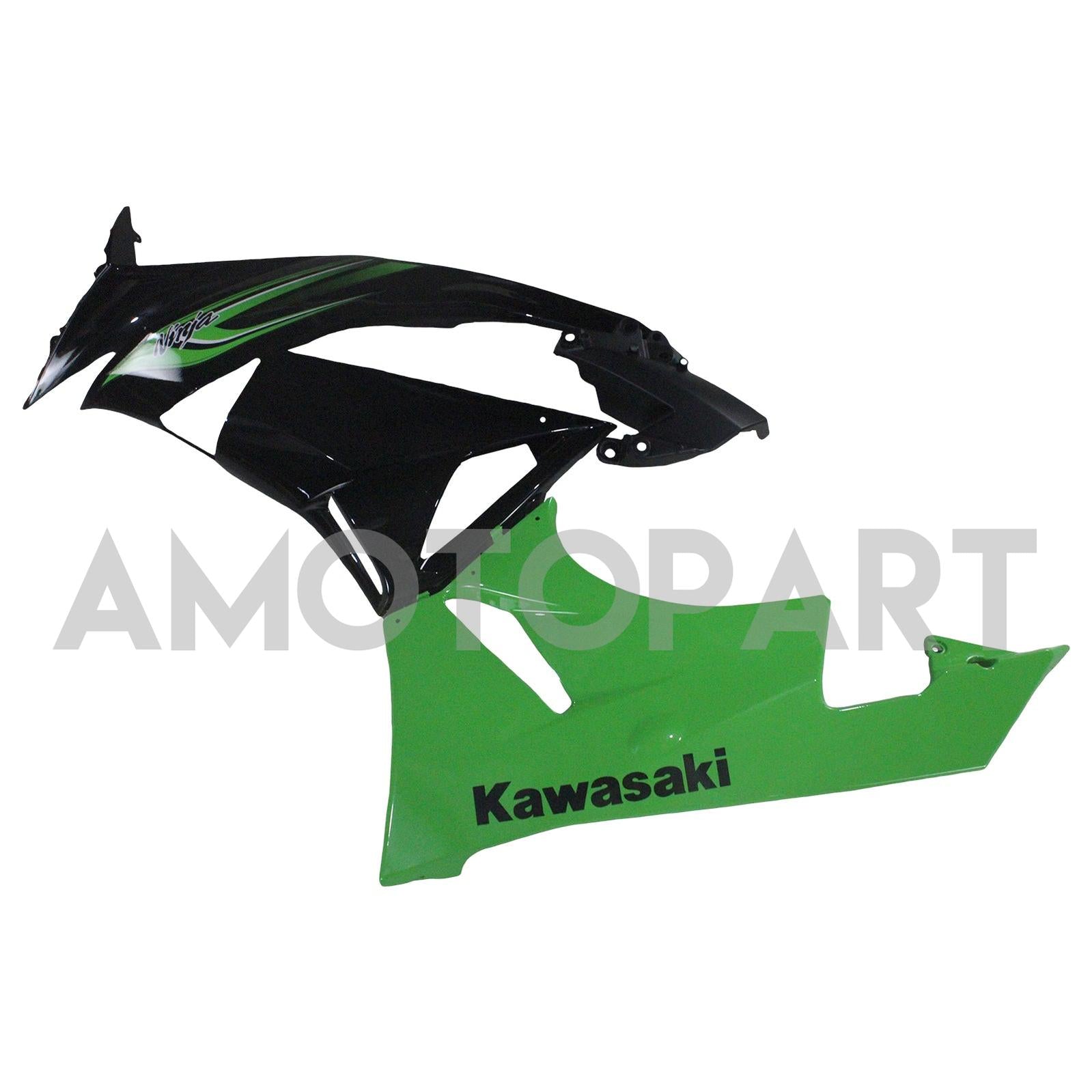Amotopart Kawasaki 2009-2012 ZX6R 636 グリーン&ブラック Style3 フェアリングキット
