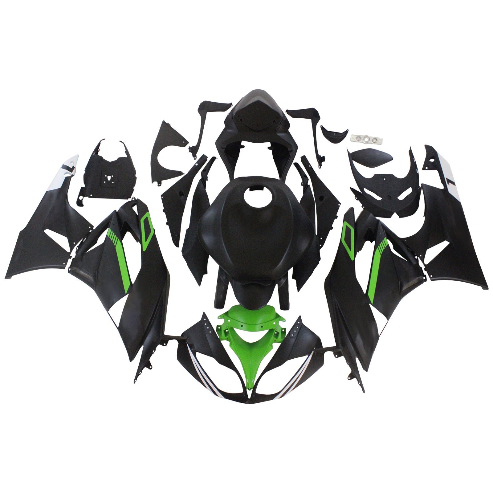 Amotopart Kawasaki 2009-2012 ZX6R 636 グリーン&ブラック Style2