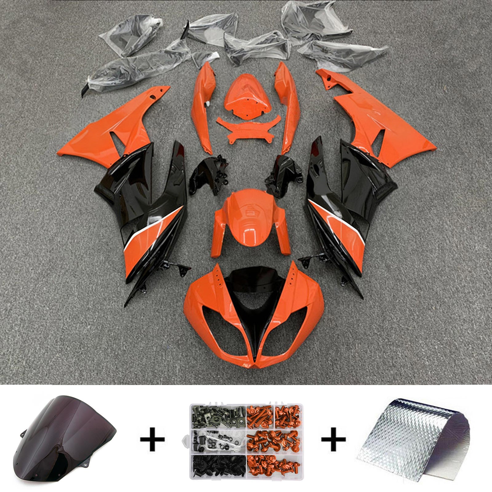 Amotopart Kawasaki 2009-2012 ZX6R 636 Red&Black Style1 Fairing Kit