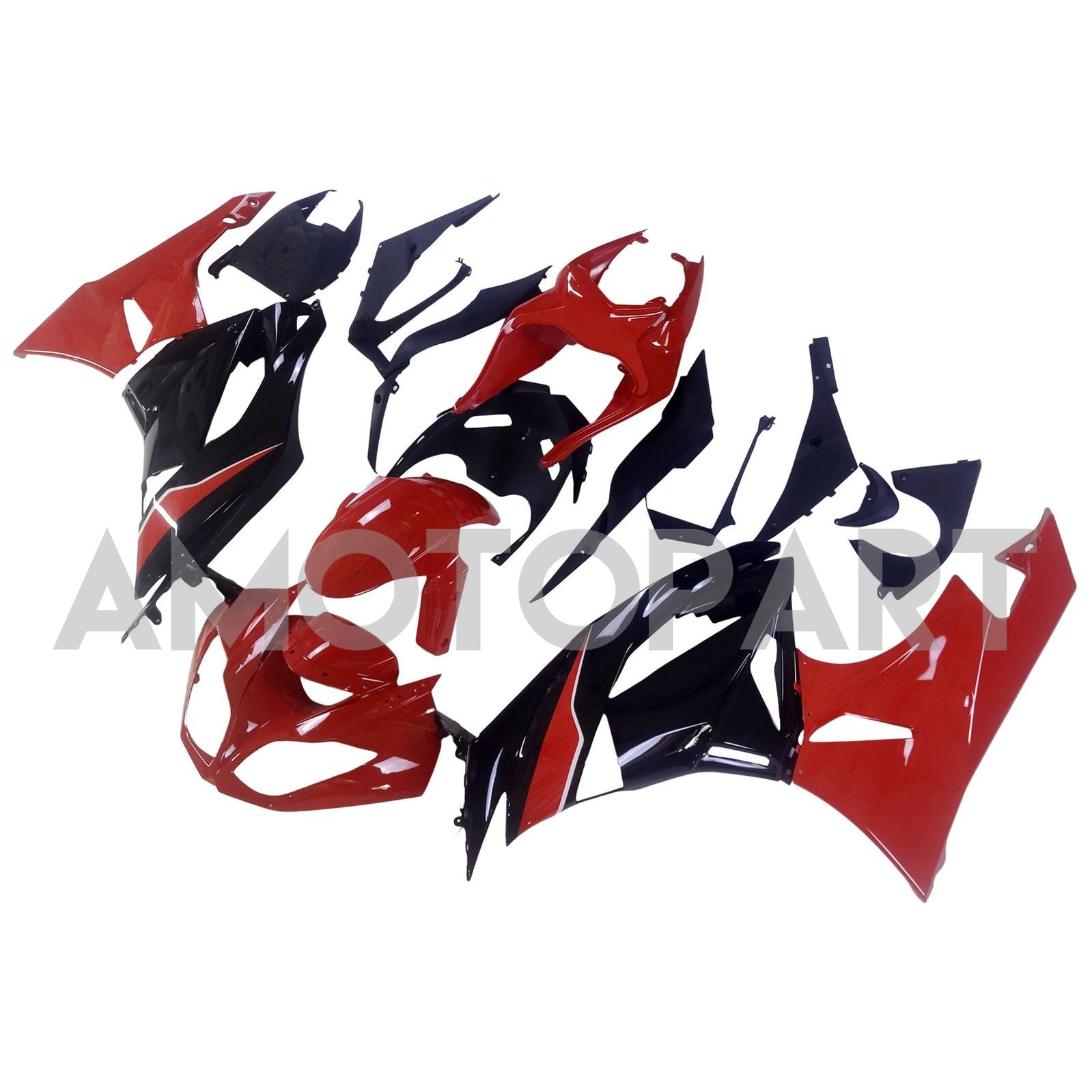 Amotopart Kawasaki 2009–2012 ZX6R 636 Rot&Schwarzes Style2-Verkleidungskit