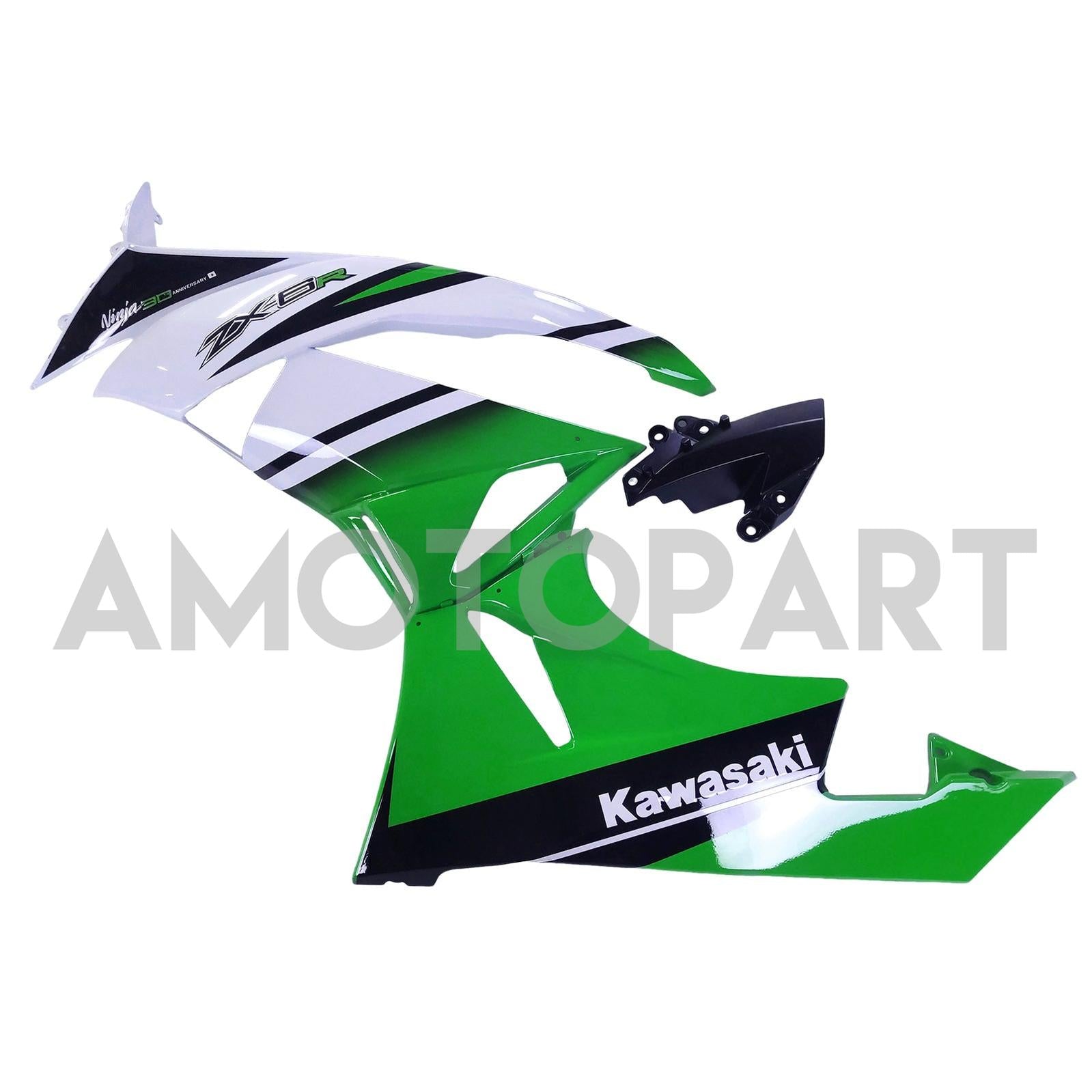 Amotopart Kawasaki 2009-2012 ZX6R 636 Vert&Kit de carénage blanc Style2