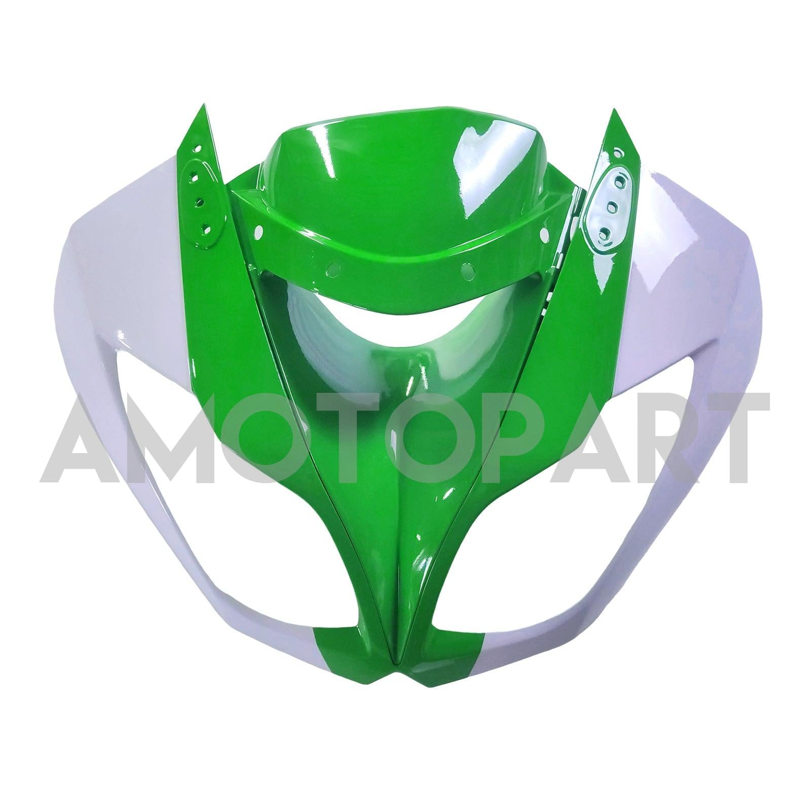 Amotopart Kawasaki 2009-2012 ZX6R 636 Vert&Kit de carénage blanc Style2