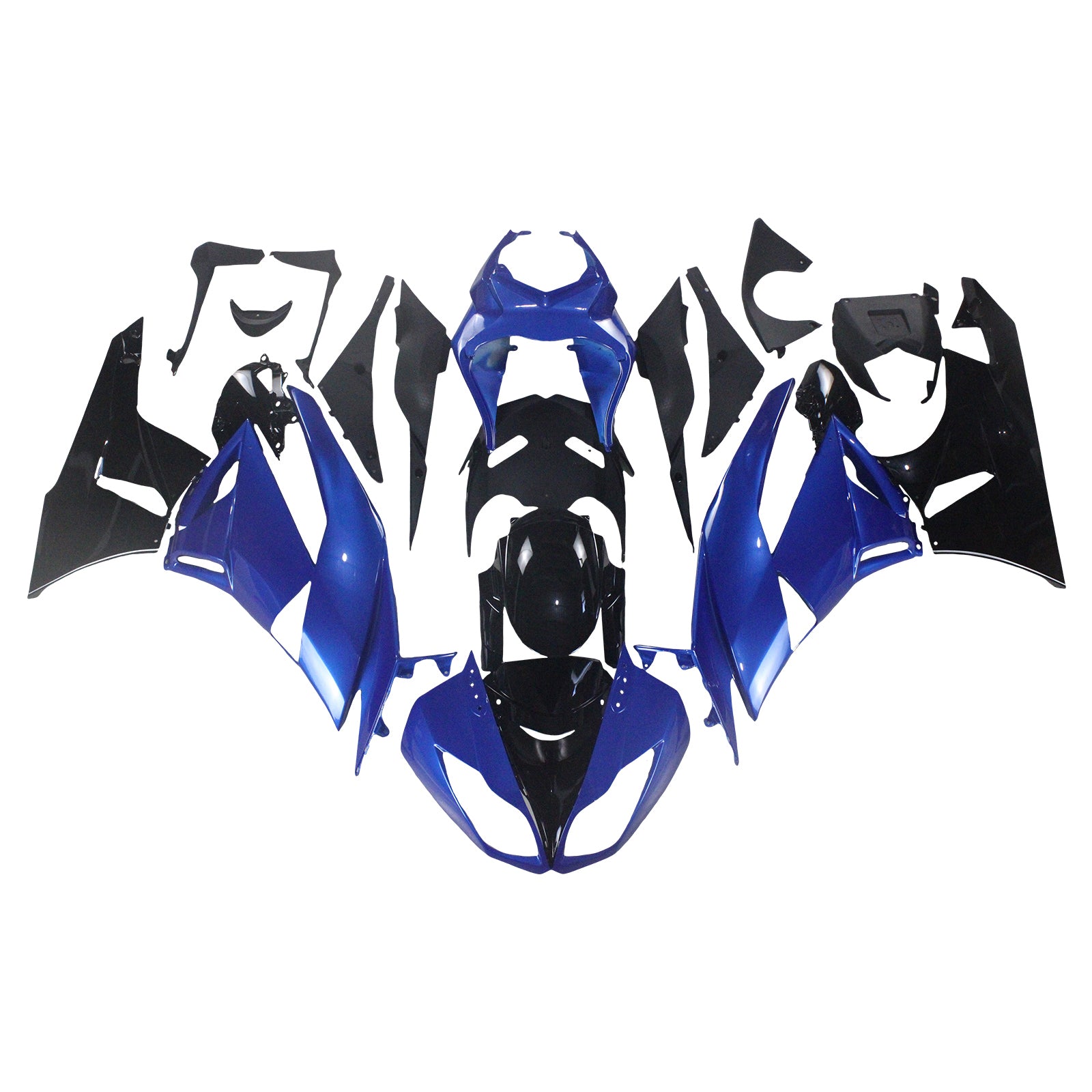 Amotopart Kawasaki 2009-2012 ZX6R 636 Kit de carénage bleu et noir