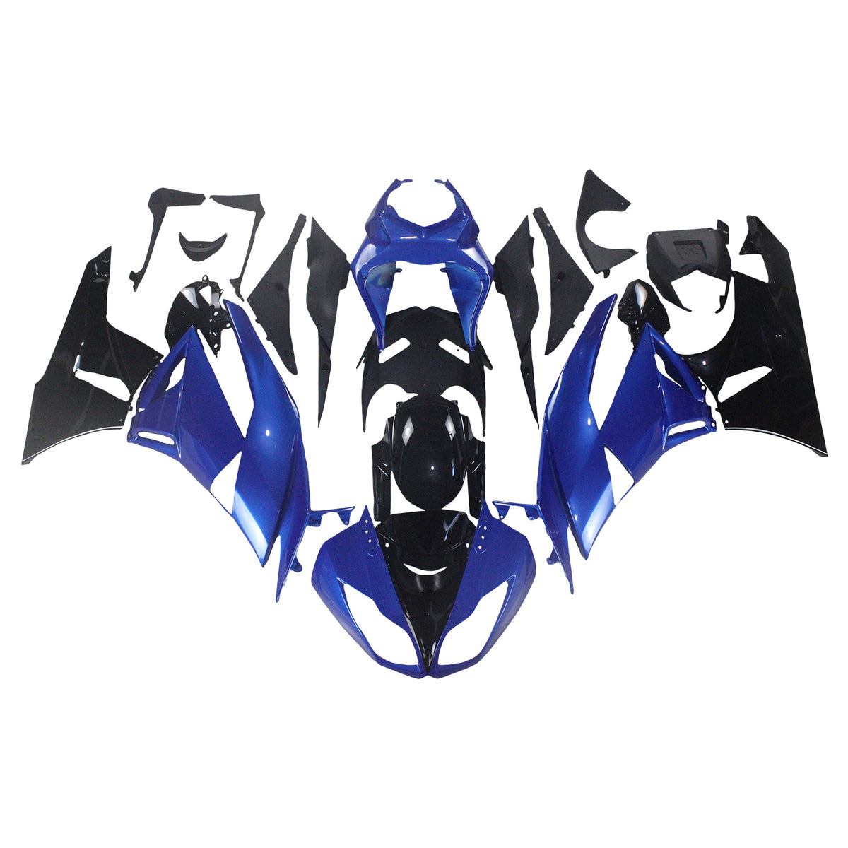 Amotopart Verkleidungsset für Kawasaki 2009–2012 ZX6R 636, Blau und Schwarz