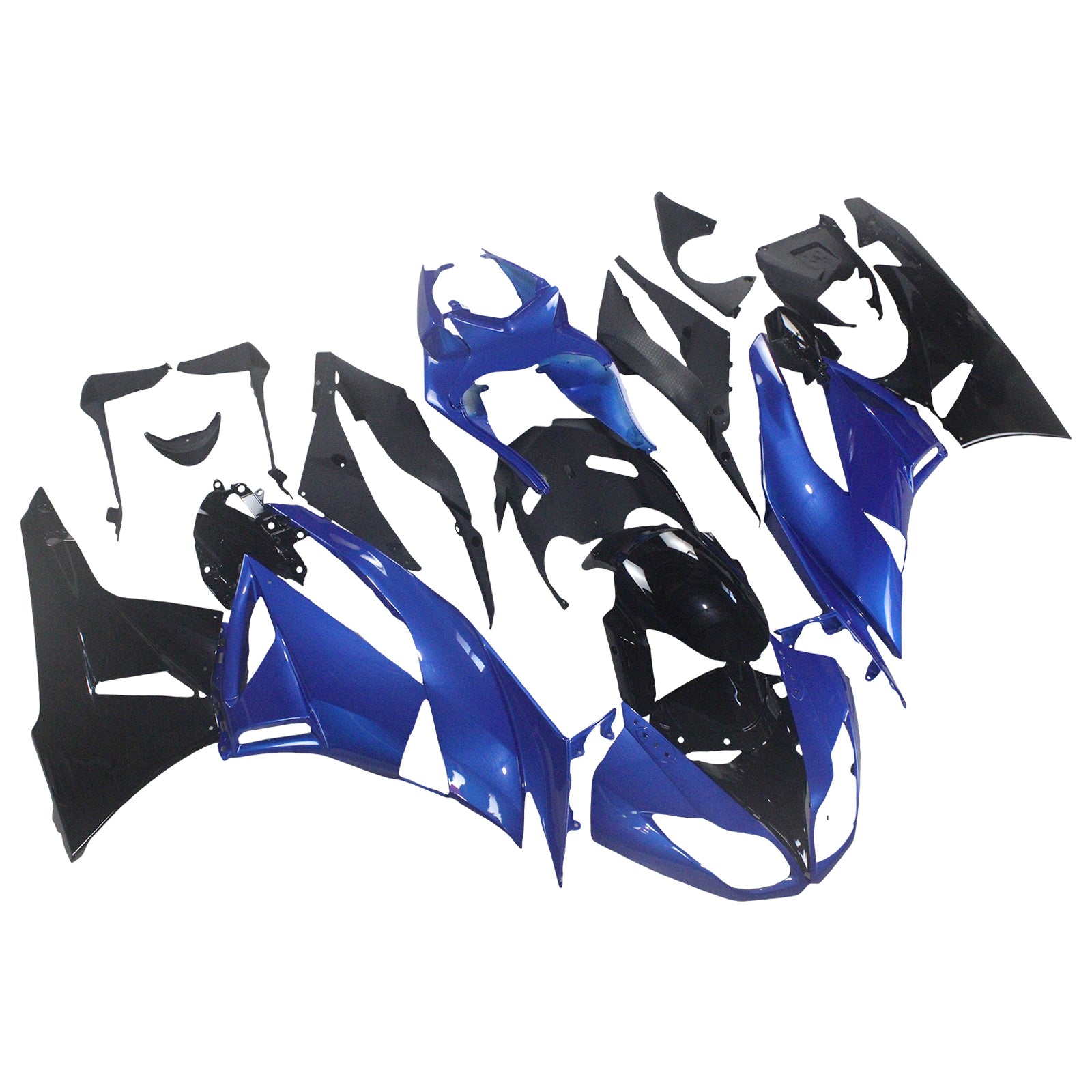 Amotopart Verkleidungsset für Kawasaki 2009–2012 ZX6R 636, Blau und Schwarz