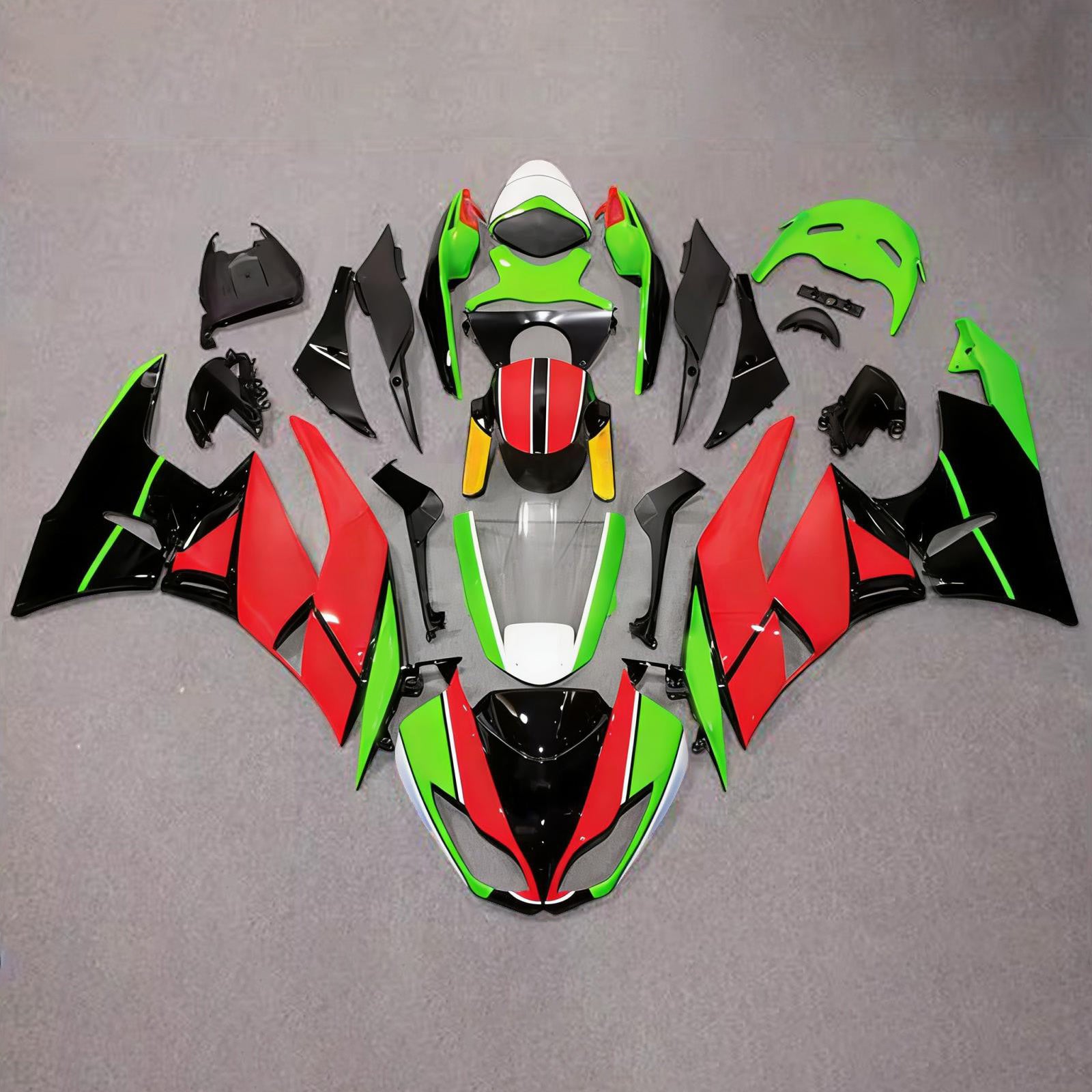 Amotopart 2009-2012 Kawasaki ZX6R 636 Black Red Green Fairing Kit