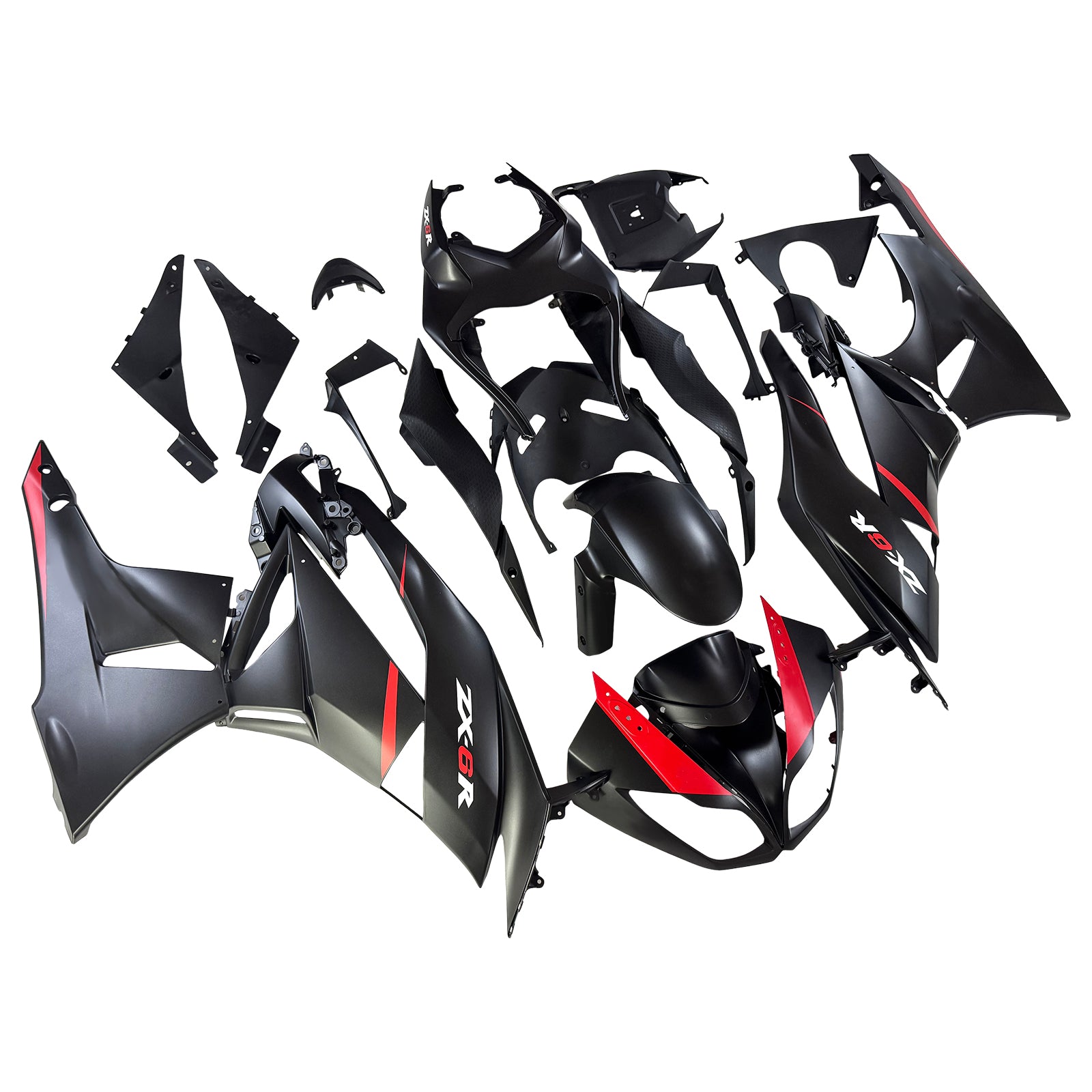 Amotopart 2009-2012 Kawasaki ZX6R 636 Black Red Fairing Kit