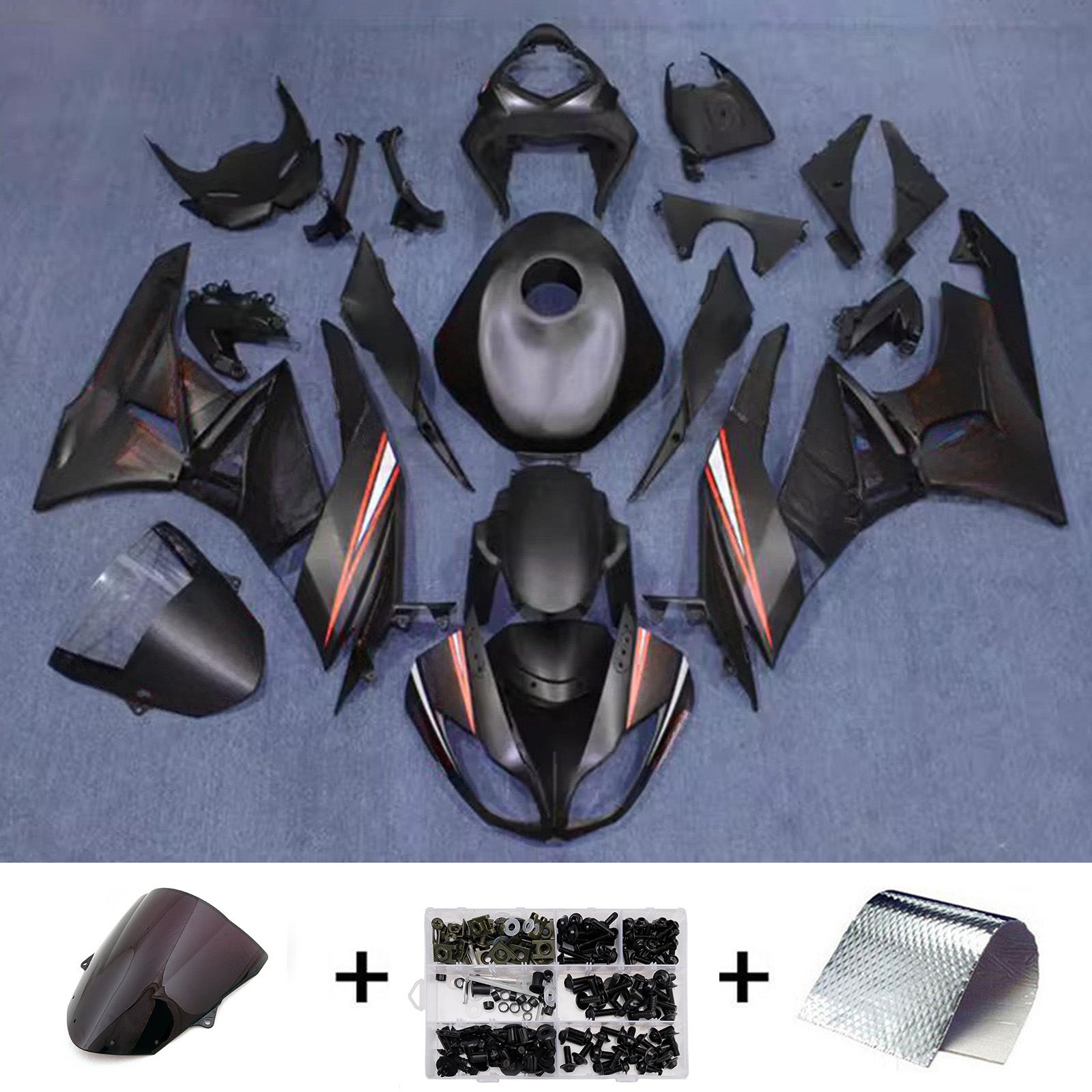 Amotopart 2009-2012 Kawasaki ZX6R 636 Black Red White Fairing Kit