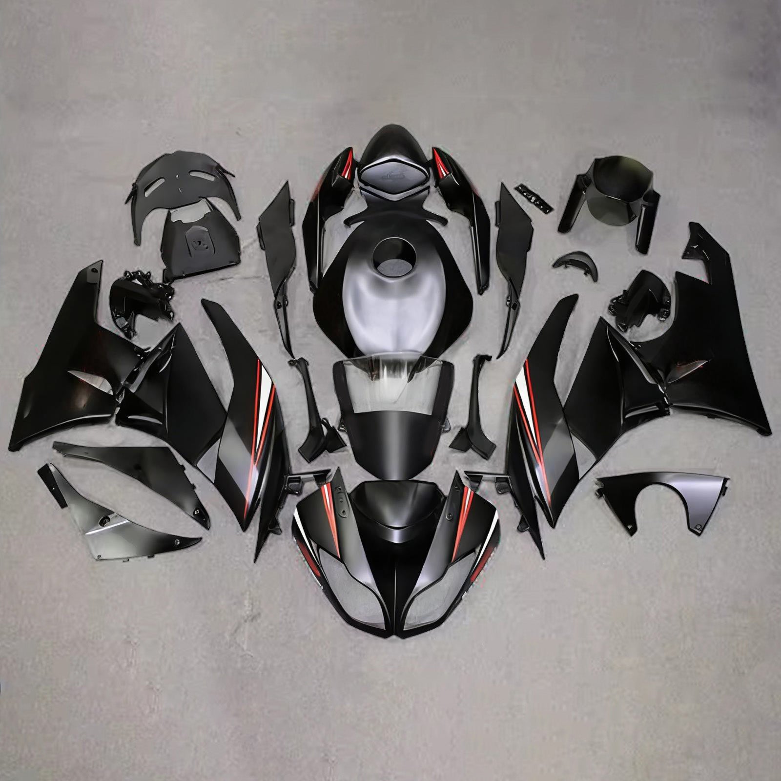 Amotopart 2009-2012 Kawasaki ZX6R 636 Black Red White Fairing Kit