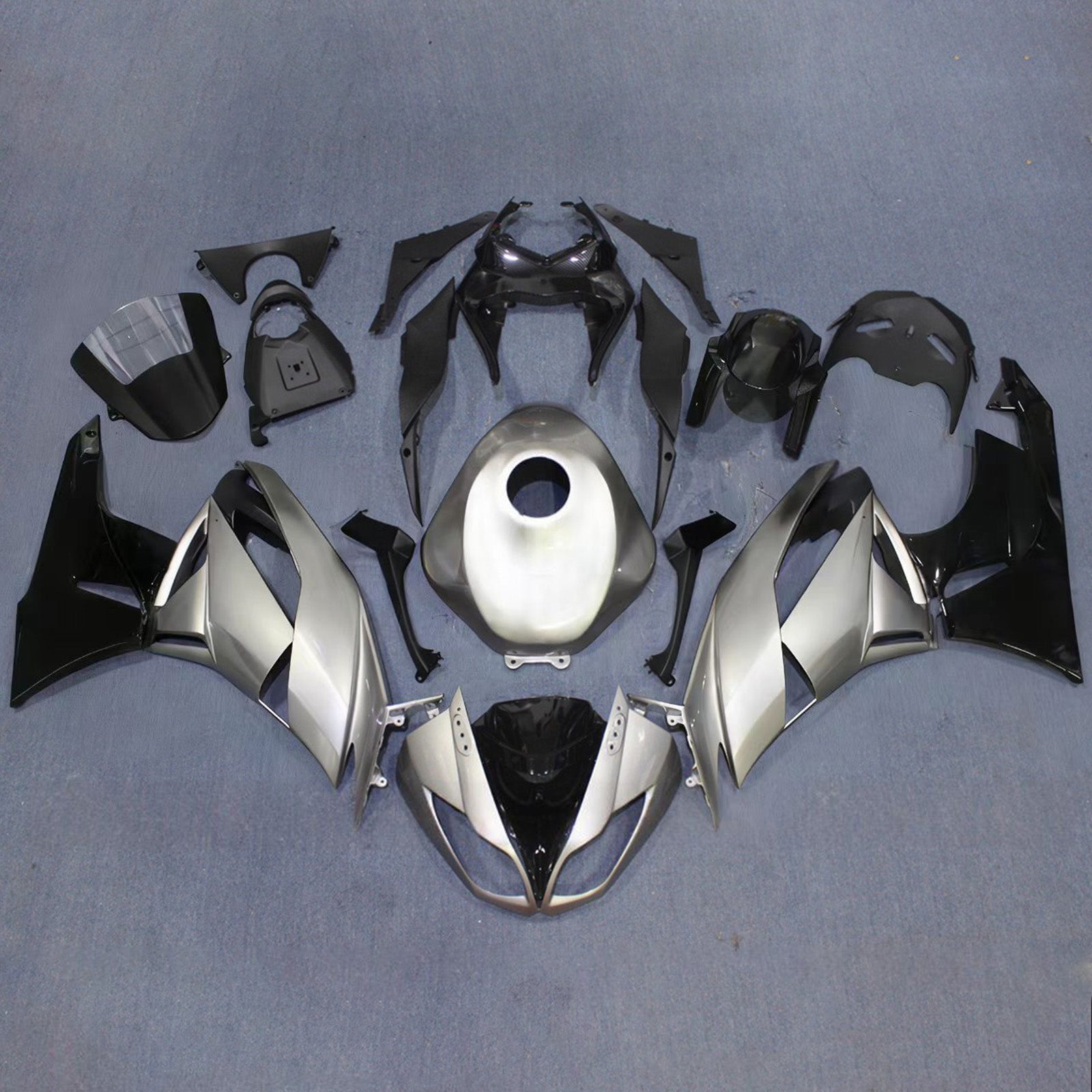 Amotopart 2009–2012 Kawasaki ZX6R 636 Grau Schwarz Verkleidungsset