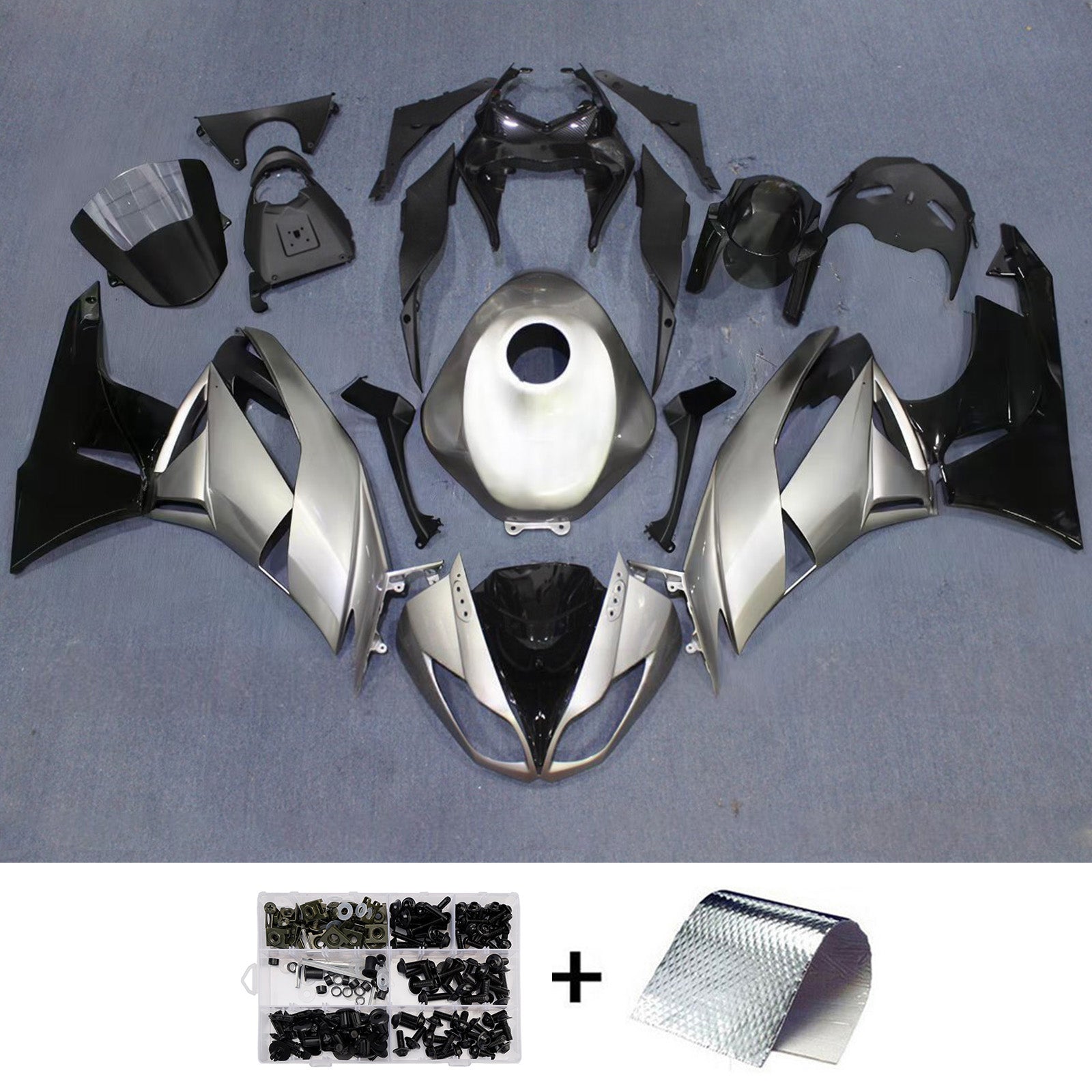 Amotopart 2009–2012 Kawasaki ZX6R 636 Grau Schwarz Verkleidungsset