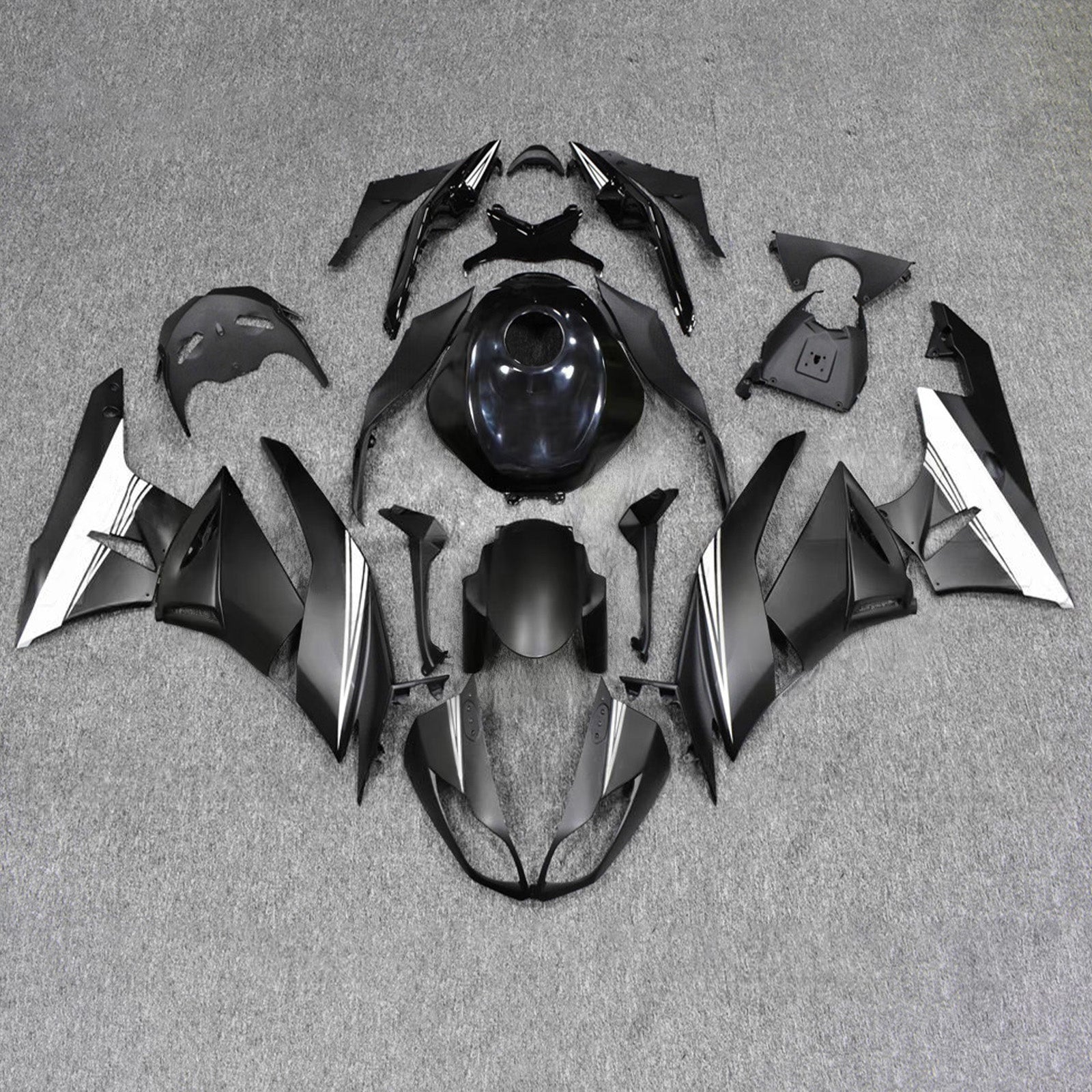 Amotopart 2009-2012 Kawasaki ZX6R 636 Black White Fairing Kit
