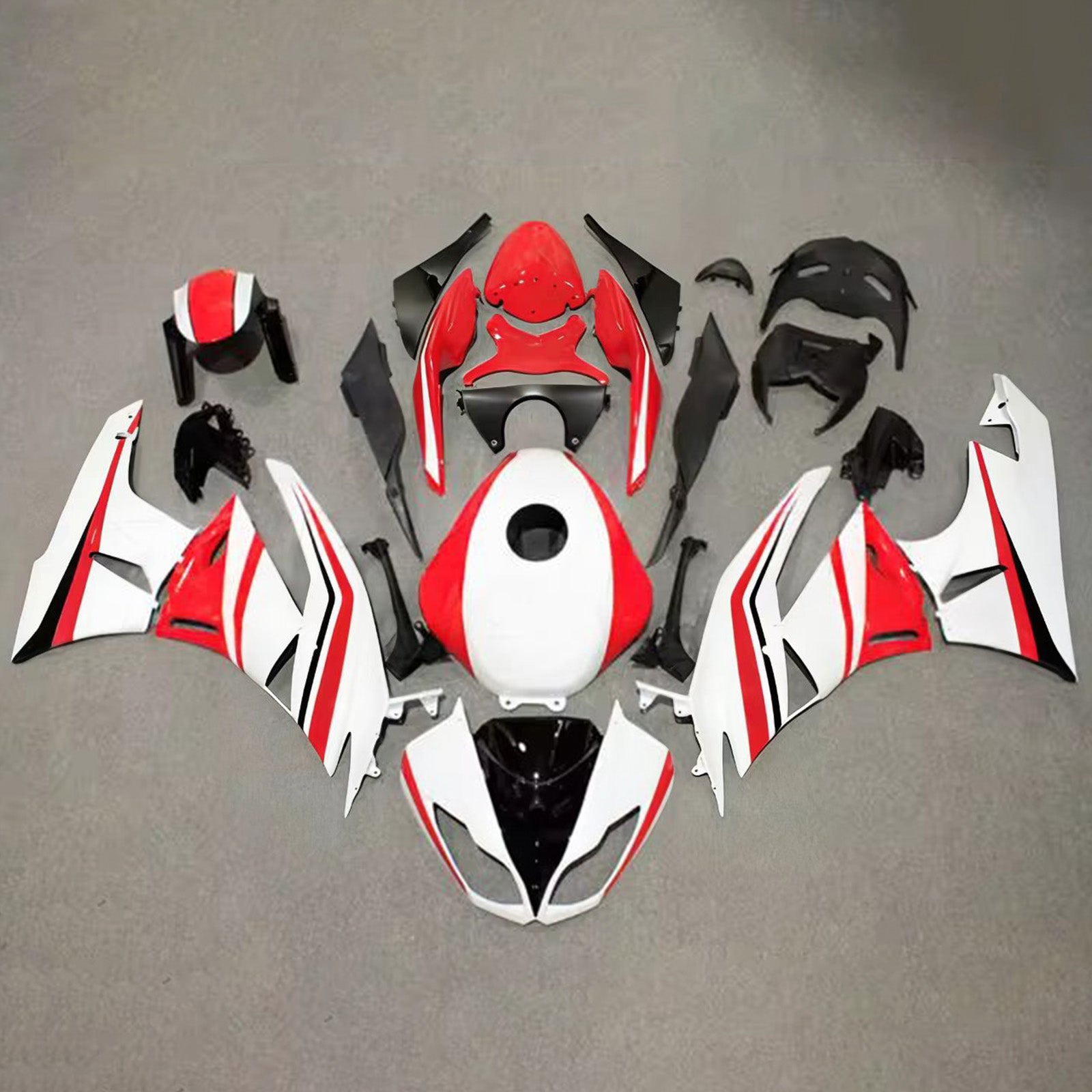 Amotopart 2009-2012 Kawasaki ZX6R 636 Red White Fairing Kit