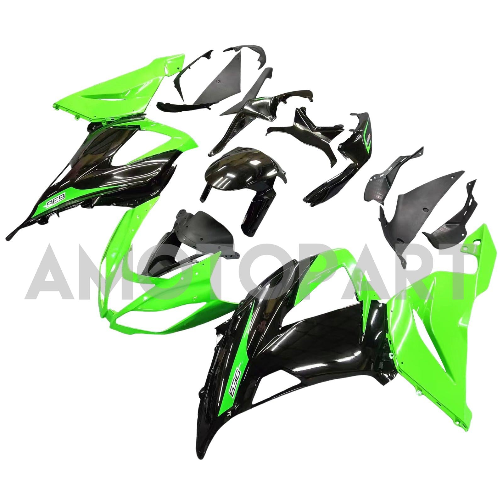 Amotopart Kawasaki ZX6R 636 2013-2018 Green&Black Fairing Kit