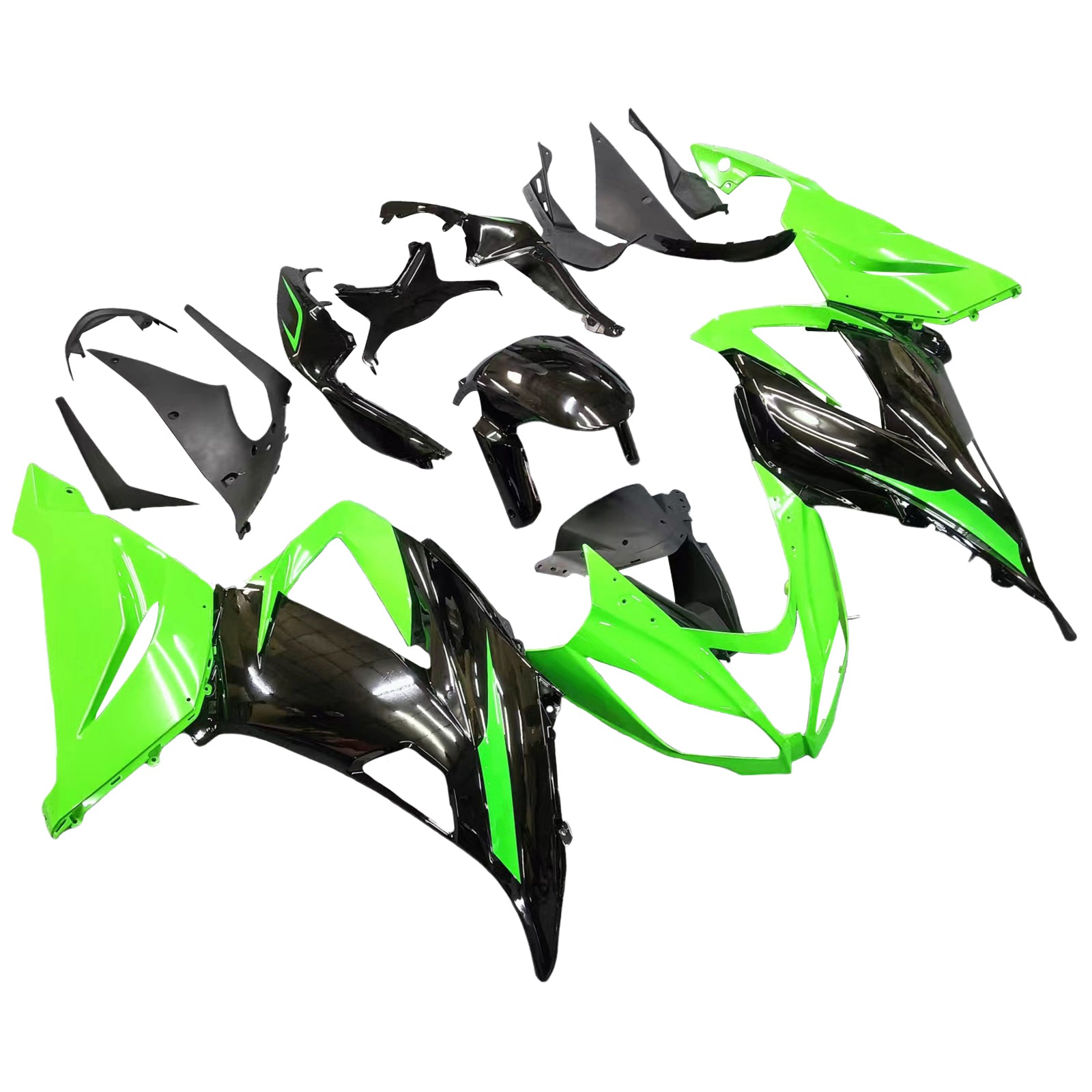 Amotopart Kawasaki ZX6R 636 2013-2018 Grün&Schwarzes Verkleidungsset
