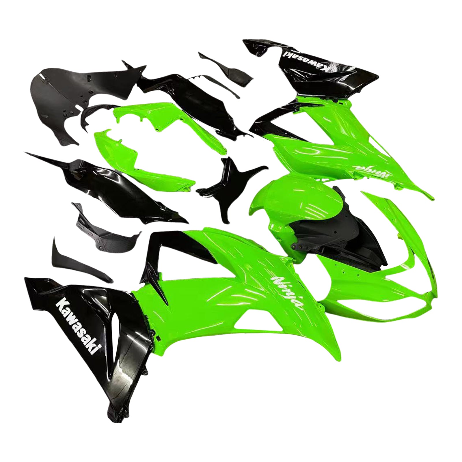 Amotopart Kawasaki 2013-2018 ZX6R 636 Green Black Fairing Kit