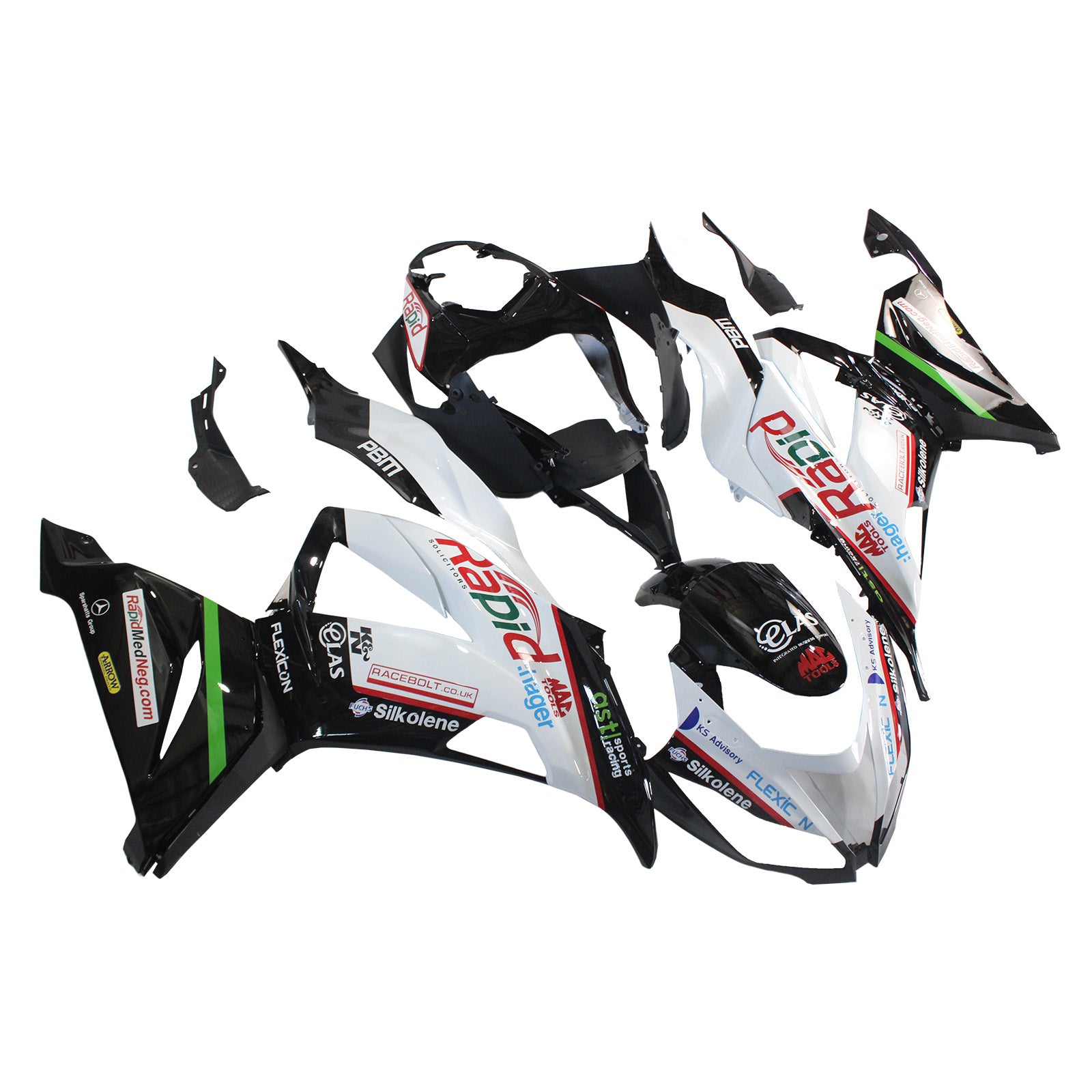 Kit carena Amotopart Kawasaki 2013-2018 ZX6R 636 Nero Bianco