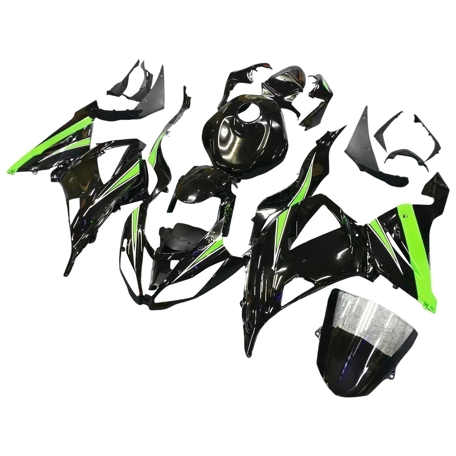 Amotopart Kawasaki ZX6R 636 2013-2018 Vert&BKit de carénage Style3 manquant