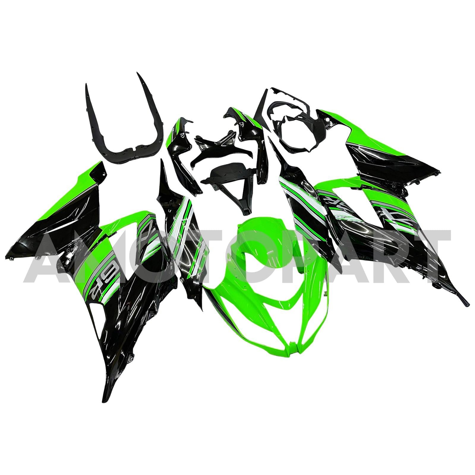 Amotopart Kawasaki ZX6R 636 2013-2018 Green&Black Style2 Fairing Kit