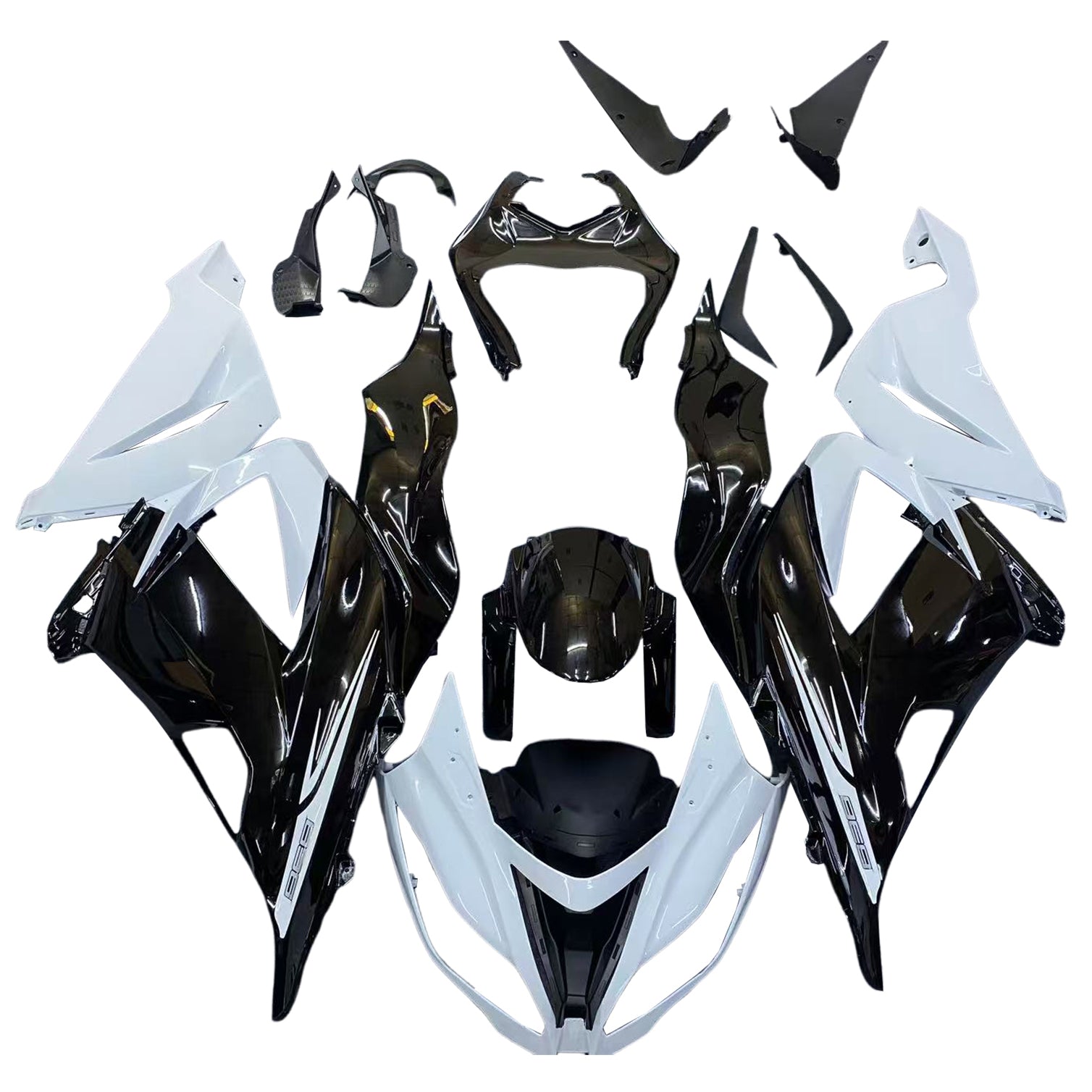 Amotopart Kawasaki ZX6R 636 2013-2018 Black&White Fairing Kit