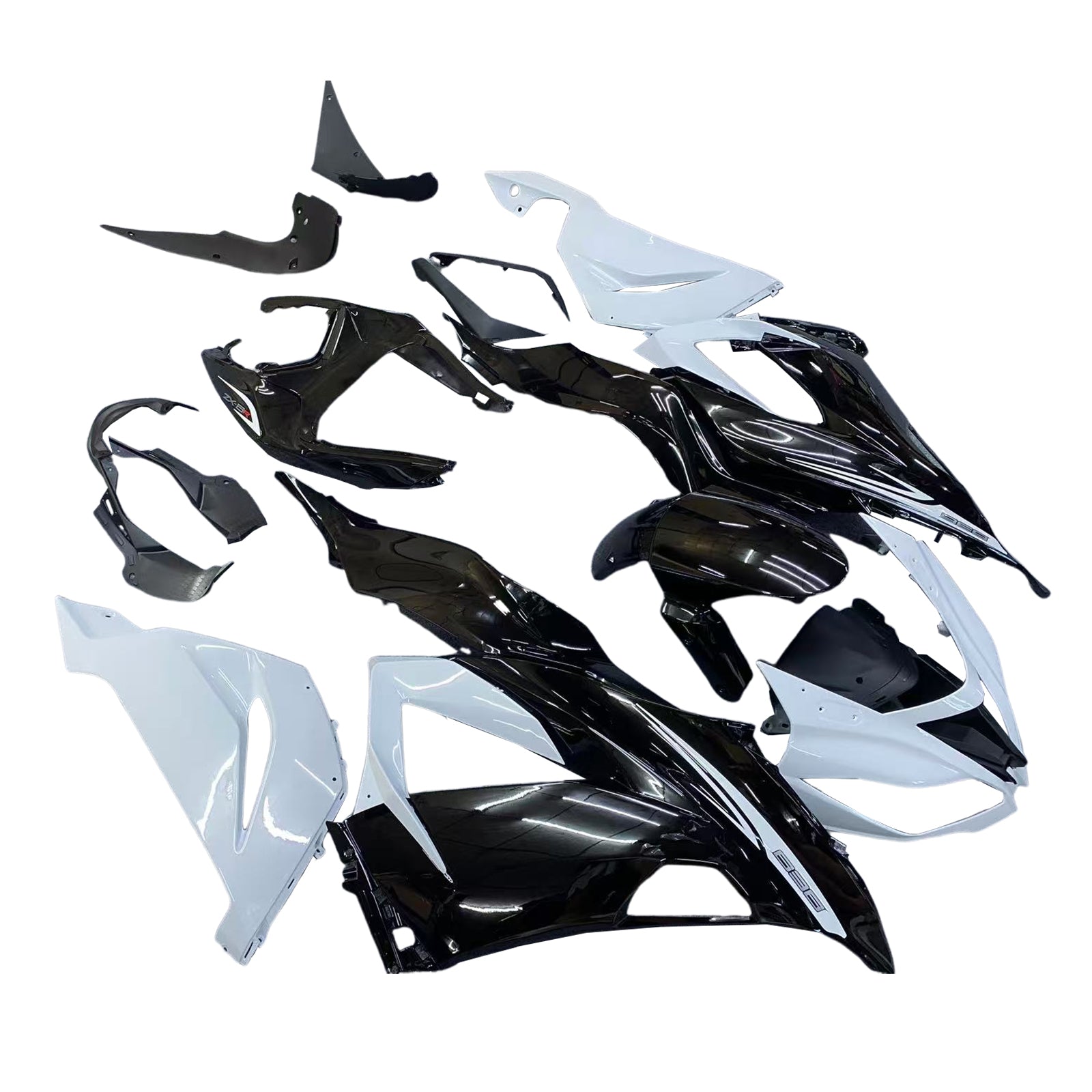 Amotopart Kawasaki ZX6R 636 2013-2018 Black&White Fairing Kit