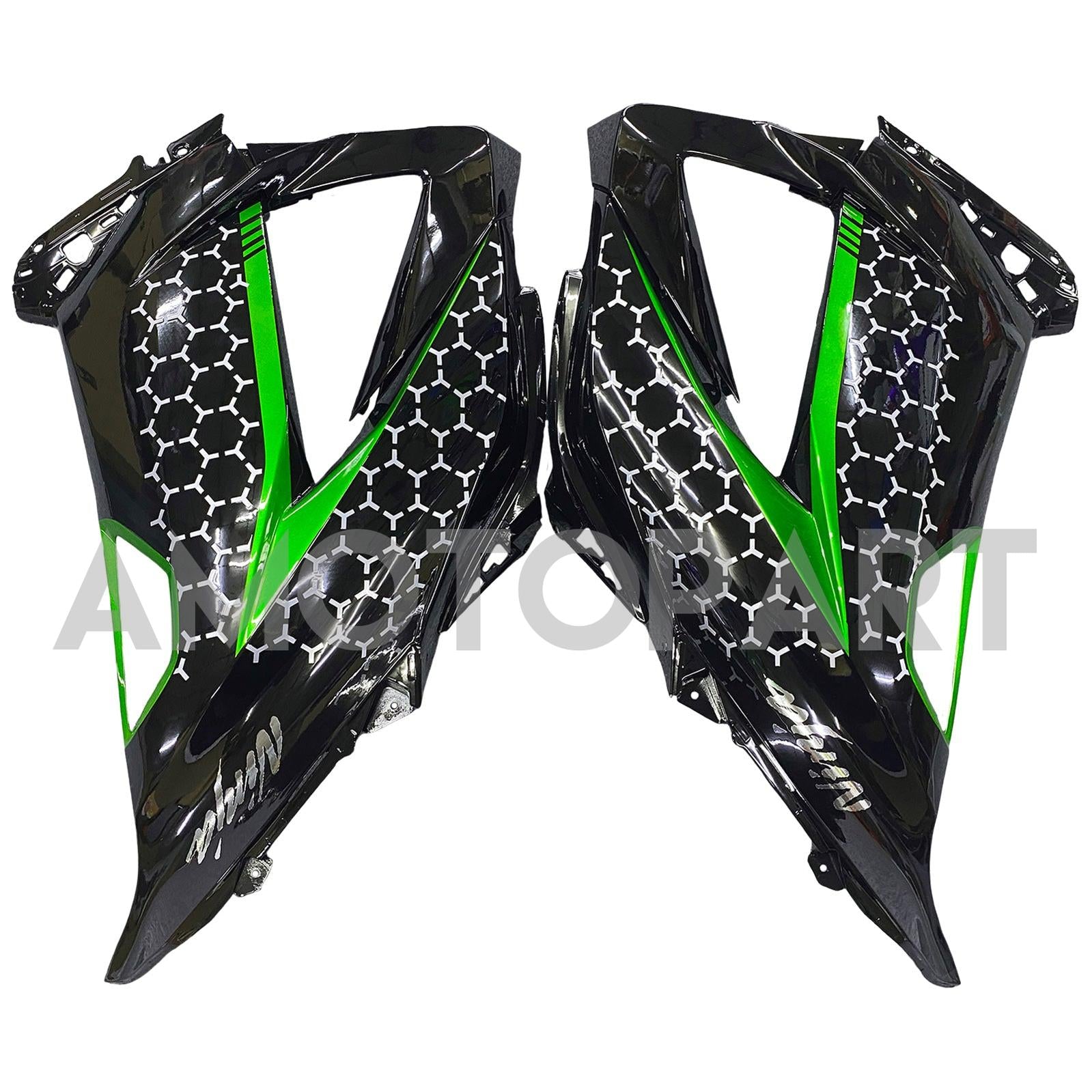 Amotopart Kawasaki ZX6R 636 2013-2018 グリーン&ブラック Style4 フェアリングキット