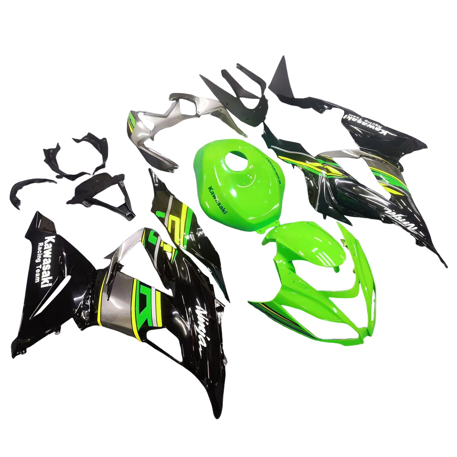 Amotopart Kawasaki ZX6R 636 2013-2018 Green&Black Style5 Fairing Kit