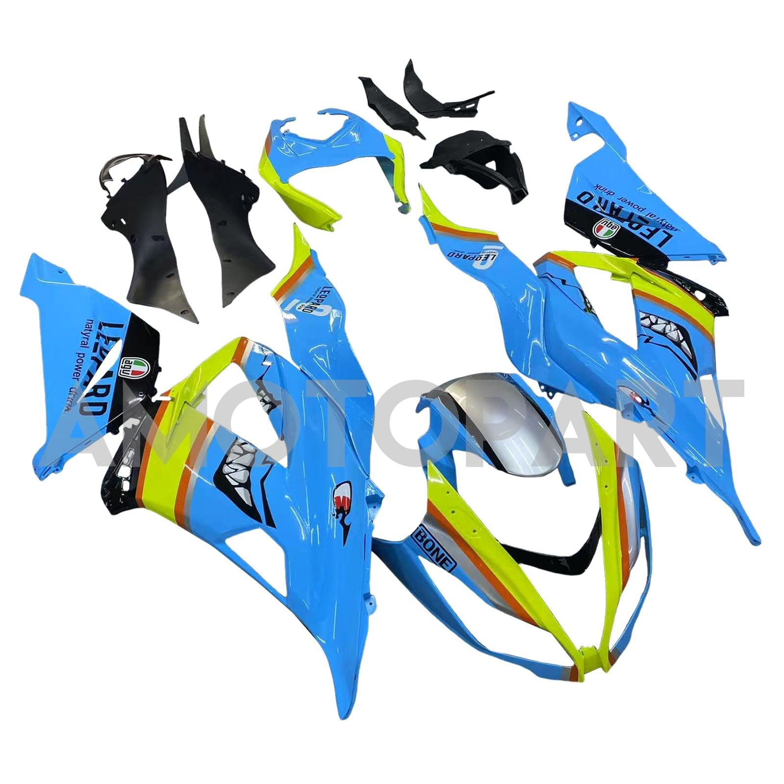 Amotopart Kawasaki ZX6R 636 2013-2018 Blue&Yellow Fairing Kit