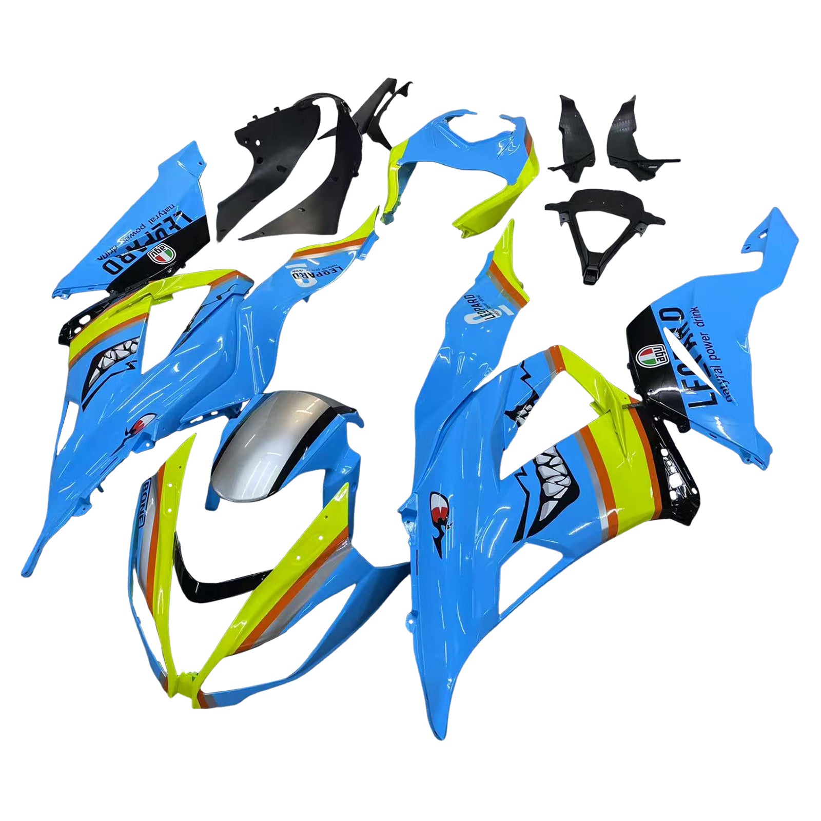 Amotopart Kawasaki ZX6R 636 2013-2018 Bleu&Kit de carénage jaune
