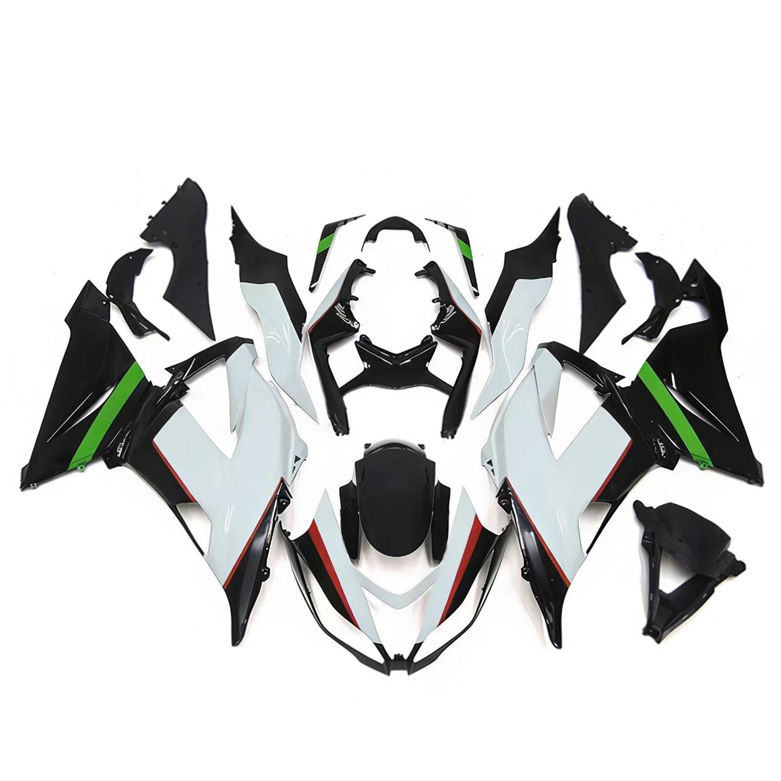 Amotopart Kawasaki ZX6R 636 2013-2018 White&Green with Logo Fairing Kit