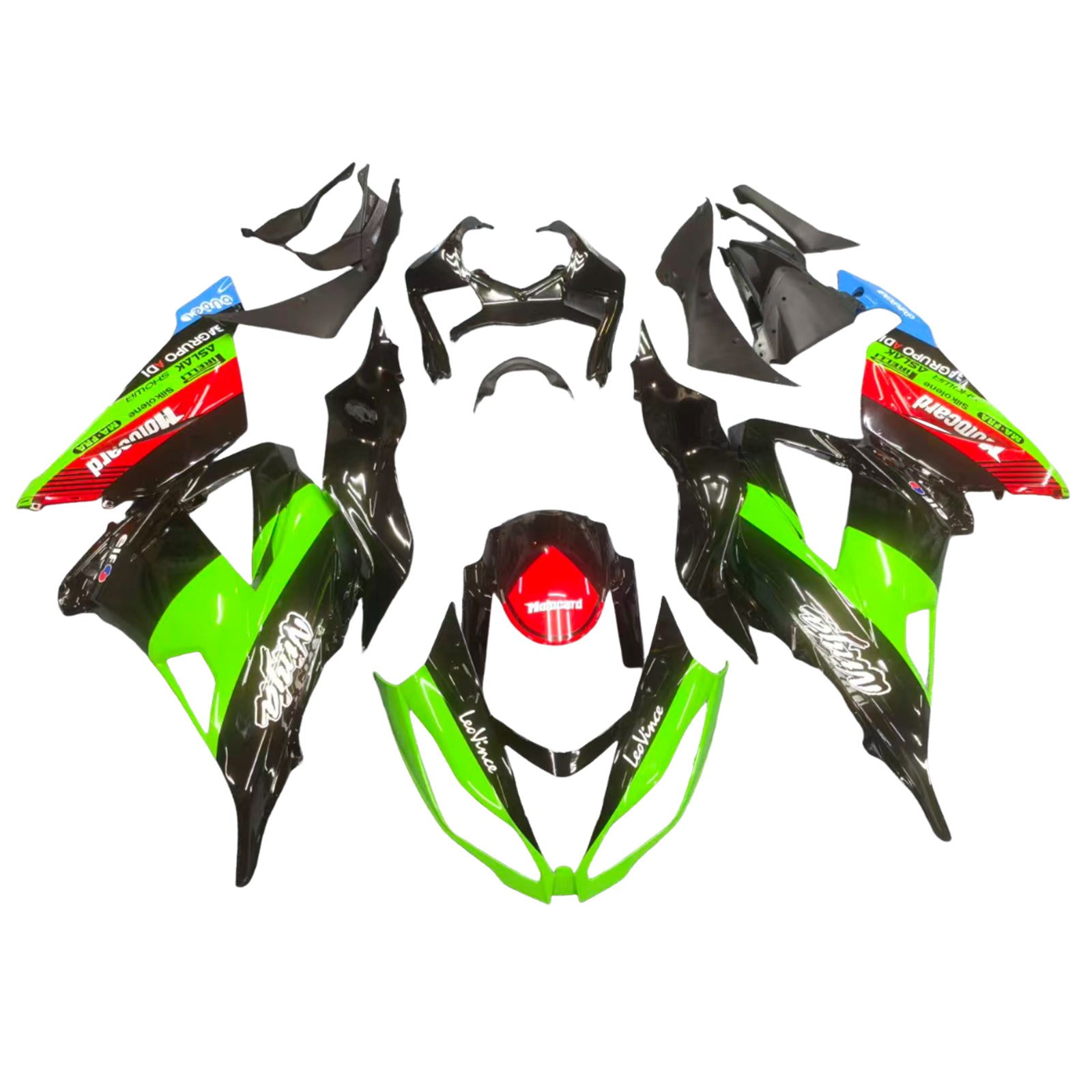 Amotopart Kawasaki ZX6R 636 2013-2018 Green&Black Style7 Fairing Kit