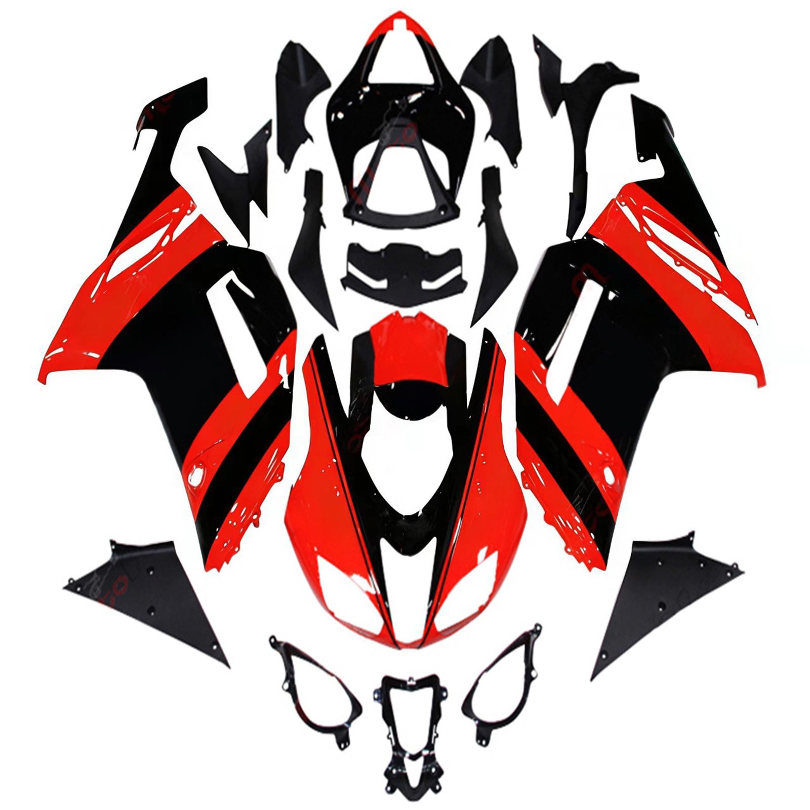 Amotopart Kawasaki ZX6R 636 2013-2018 Black & Red Fairing Kit