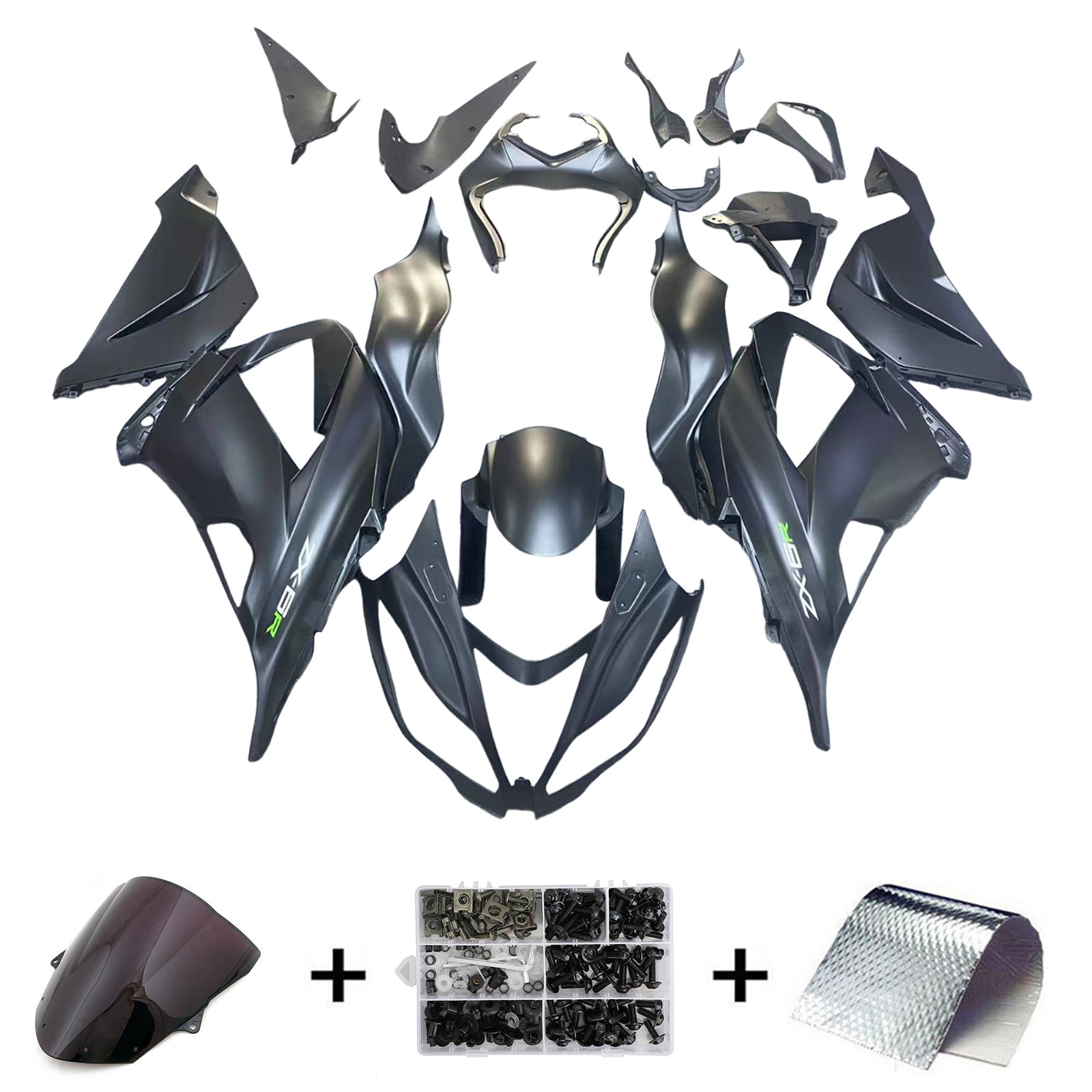 Amotopart Kawasaki ZX6R 636 2013-2018 Black Fairing Kit