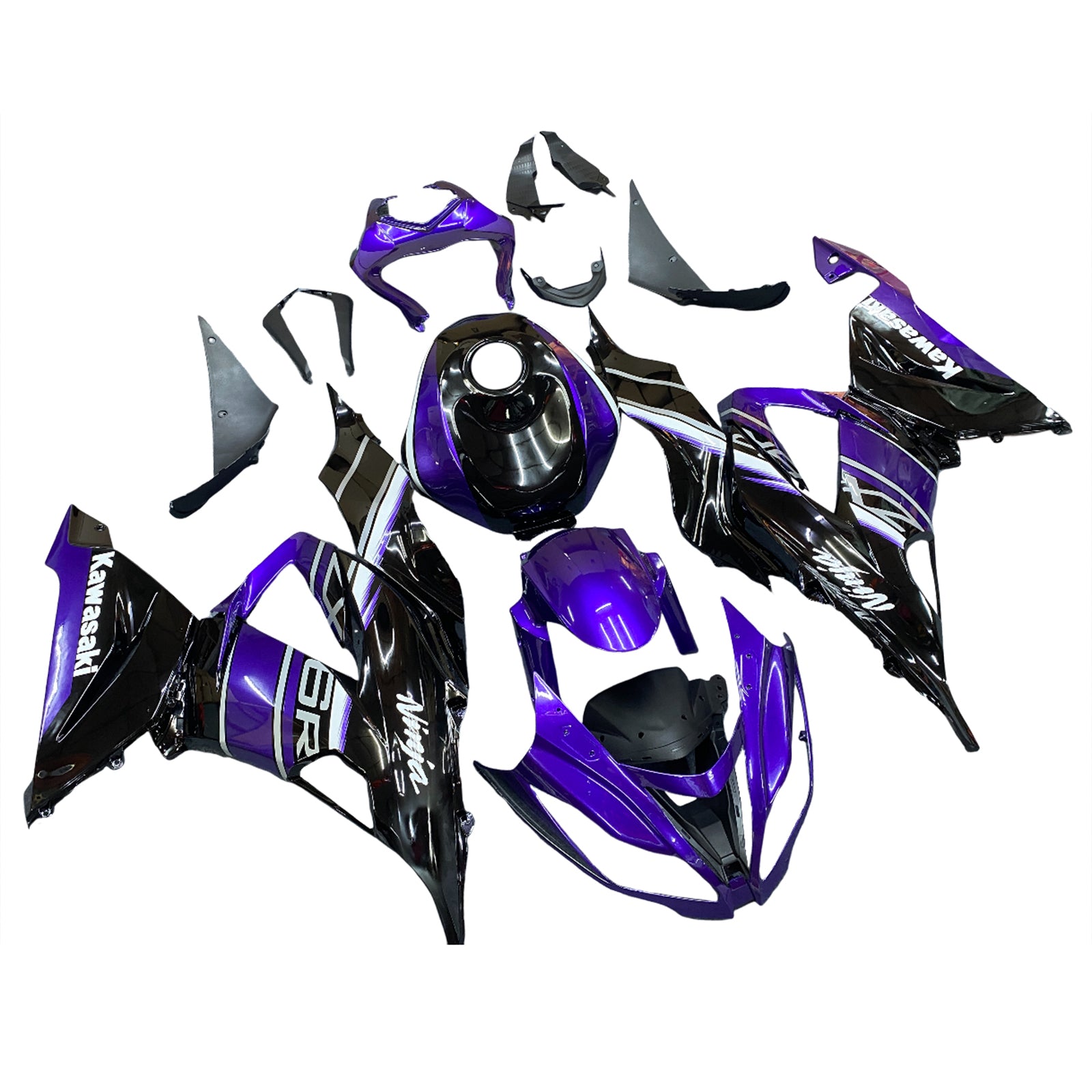 Amotopart Kawasaki ZX6R 636 2013-2018 Purple & Black Fairing Kit