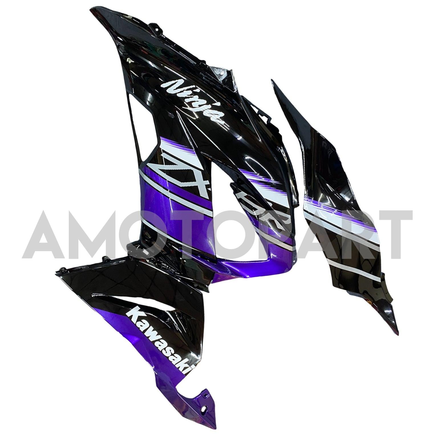 Amotopart Kawasaki ZX6R 636 2013-2018 Lila & Schwarzes Verkleidungskit