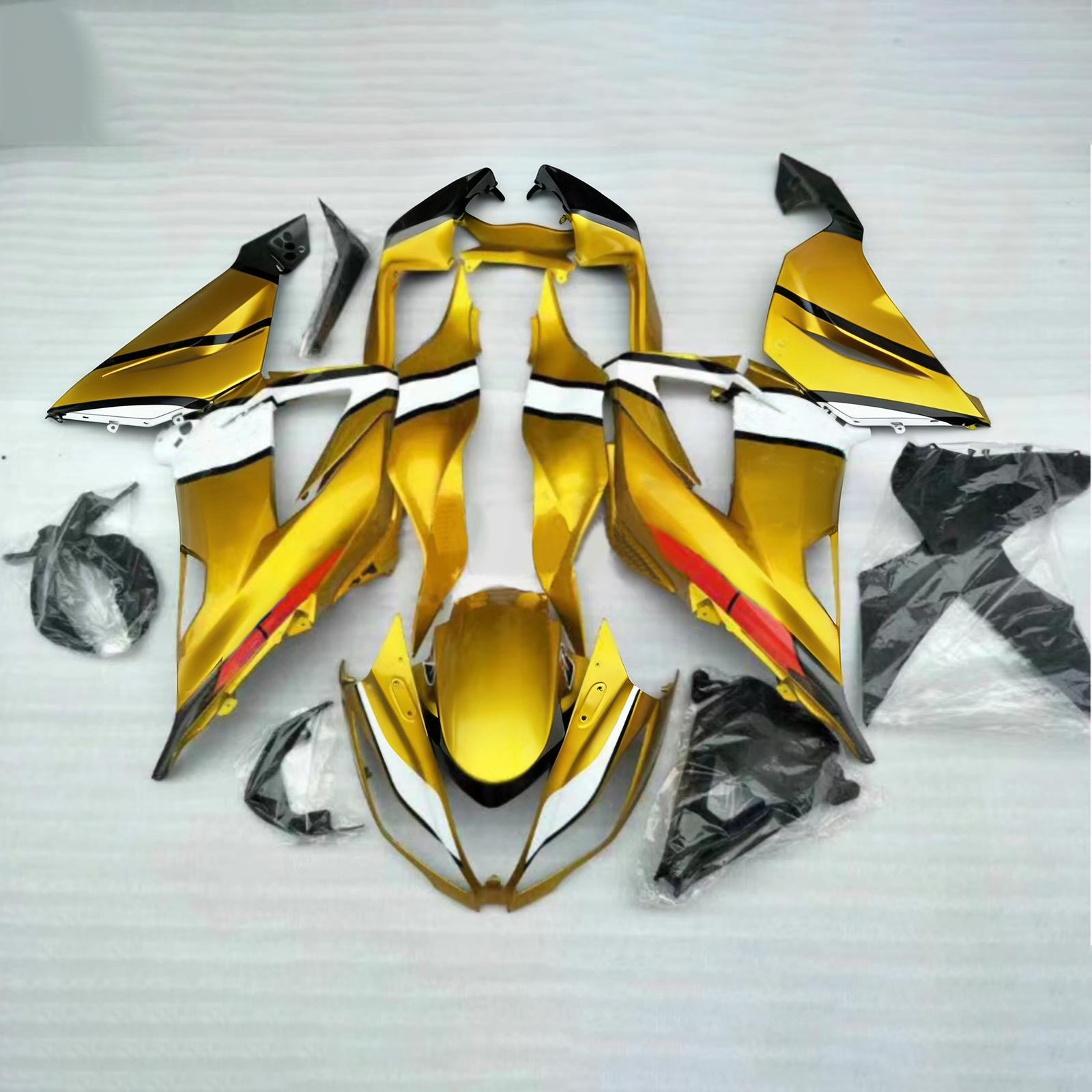 Amotopart Kawasaki ZX6R 636 2013-2018 Gold&Black Style2 Fairing Kit