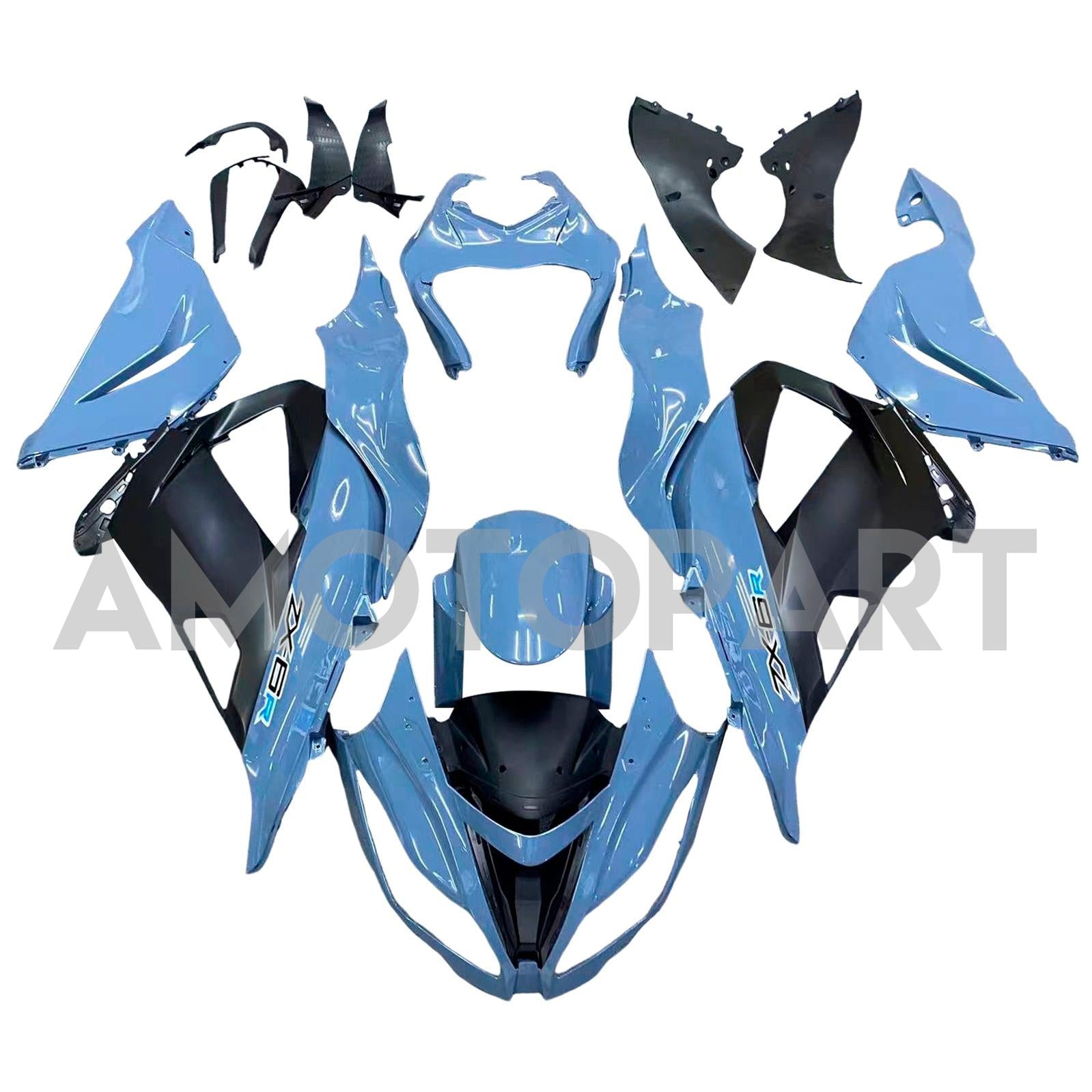 Amotopart 2013-2018 Kawasaki ZX6R 636 Black Gray Fairing Kit