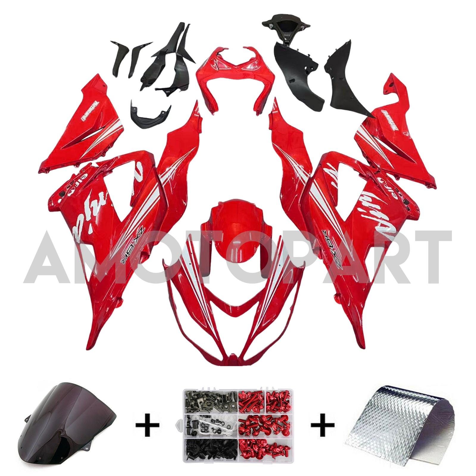 Amotopart 2013-2018 Kawasaki ZX6R 636 Red Fairing Kit