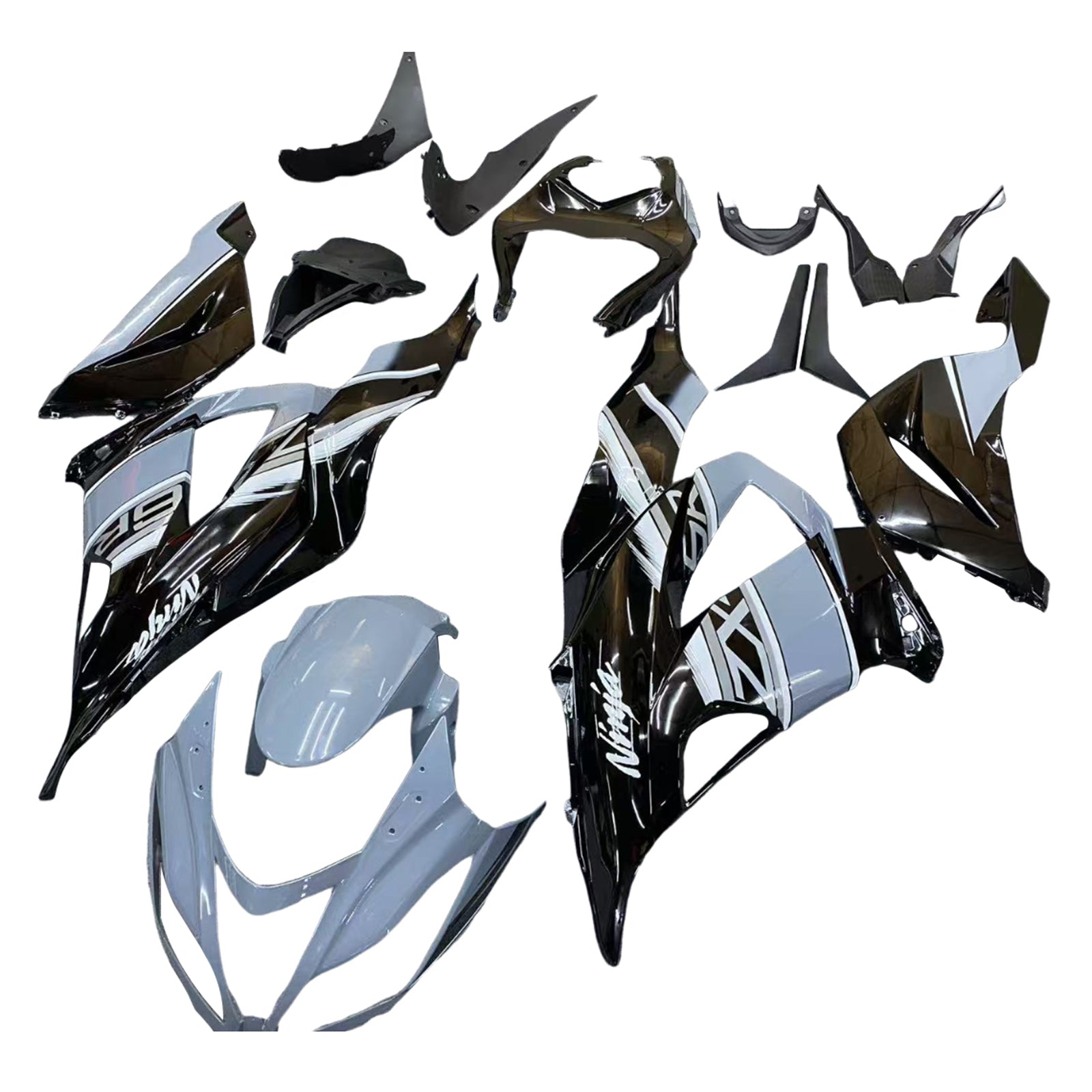 Amotopart 2013-2018 Kawasaki ZX6R 636 Gray Black Fairing Kit