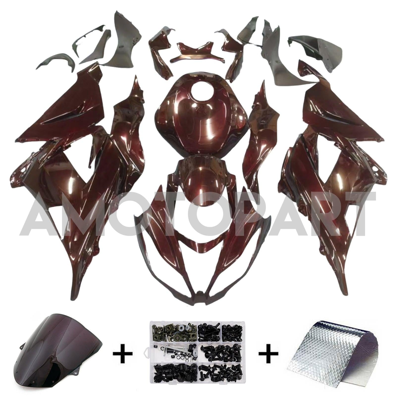 Amotopart 2013-2018 Kawasaki ZX6R 636 Dark Red Fairing Kit