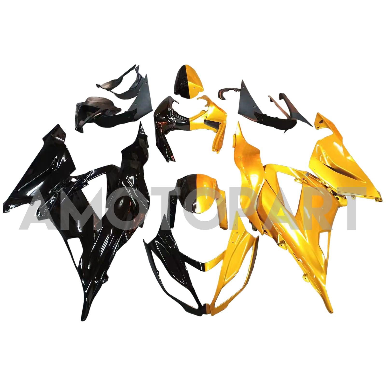Amotopart 2013-2018 Kawasaki ZX6R 636 Gold Black Fairing Kit