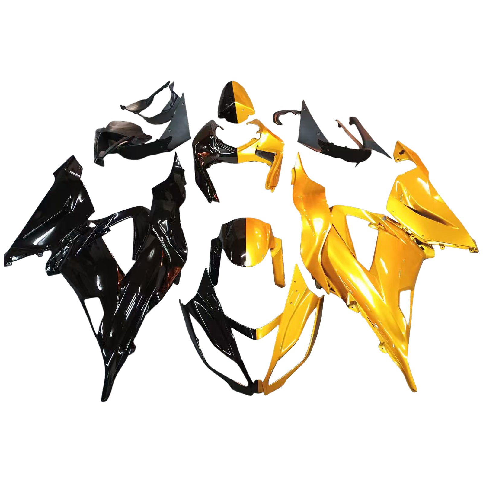 Amotopart 2013-2018 Kawasaki ZX6R 636 Gold Black Fairing Kit